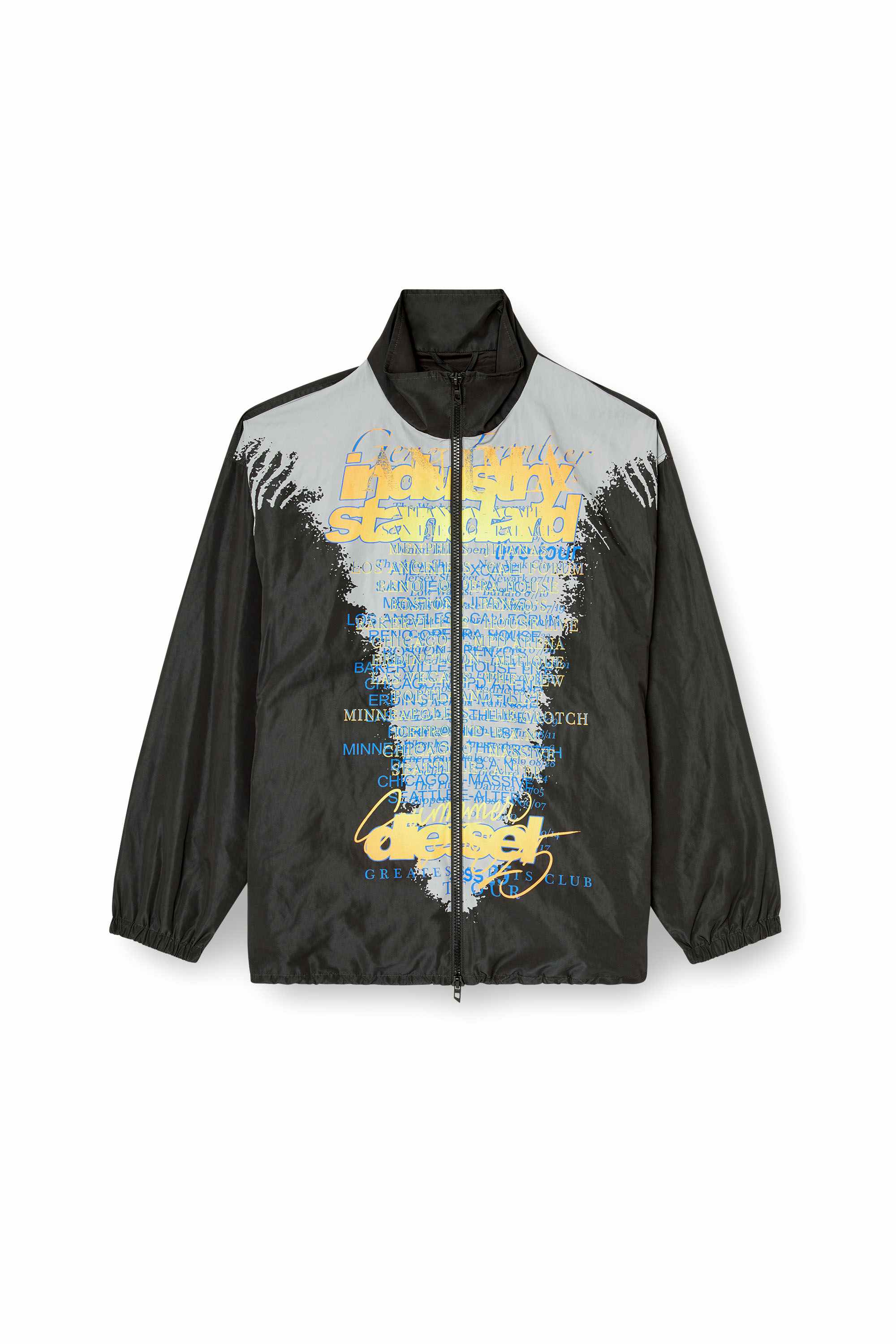 Black Tech-jersey jacket with lyrics print