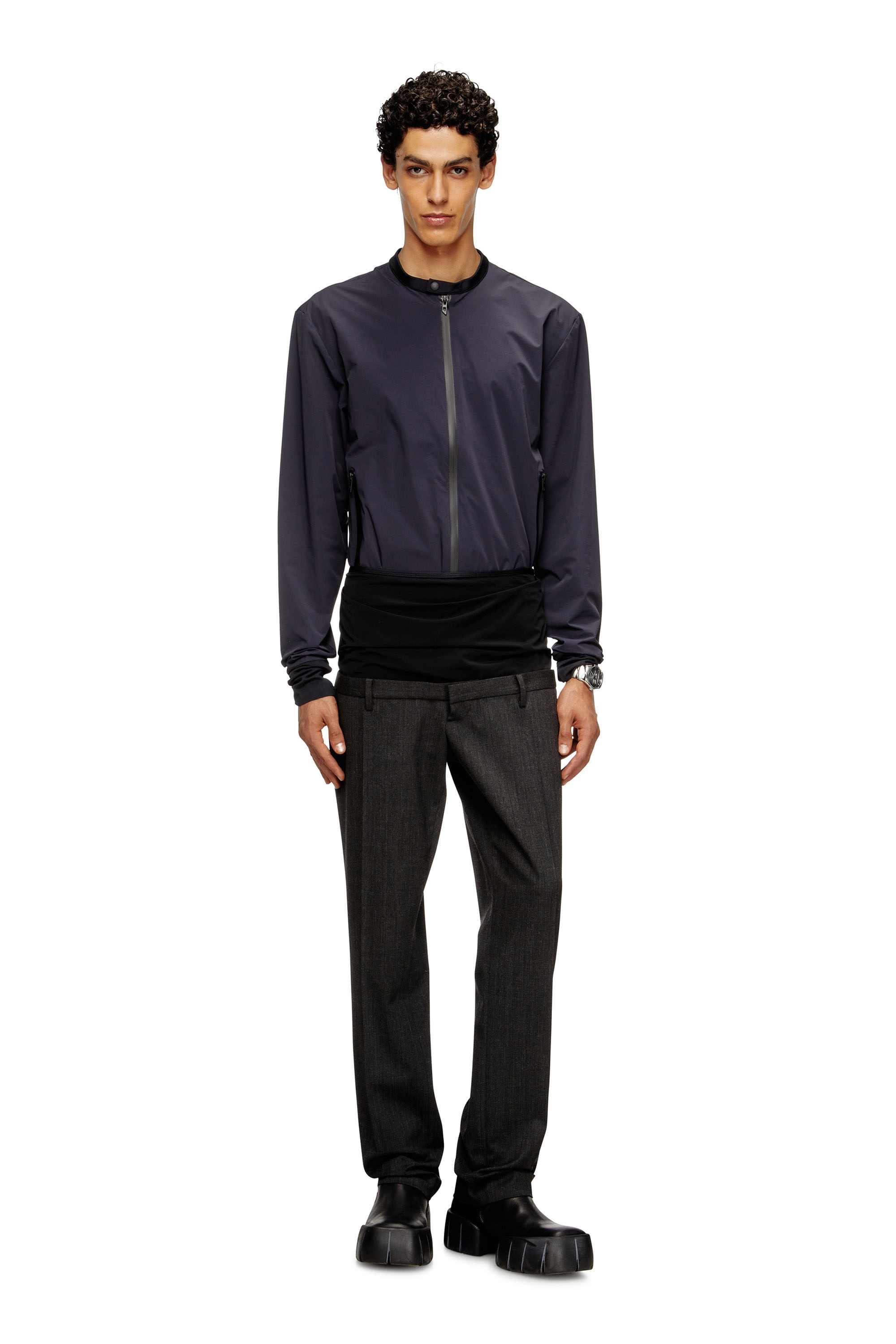 Blue Jacket in bi-stretch nylon