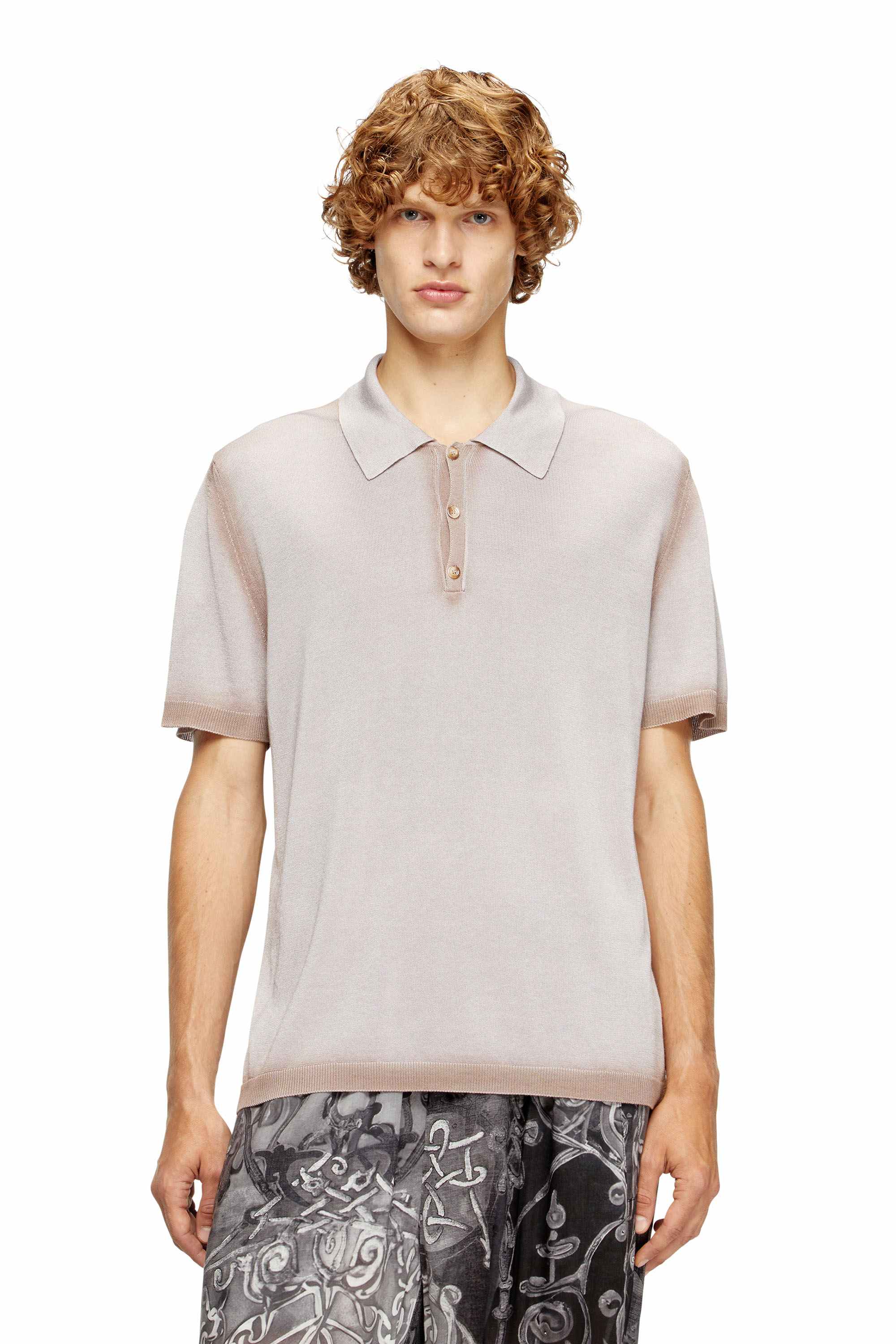 Beige Degrade knitted polo shirt