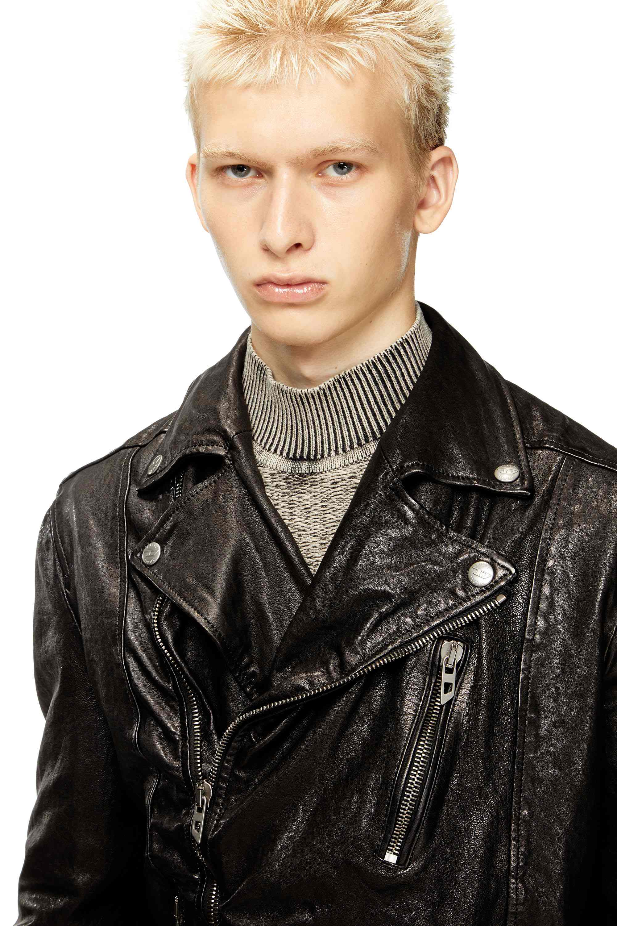 Black Biker jacket in boiled leather