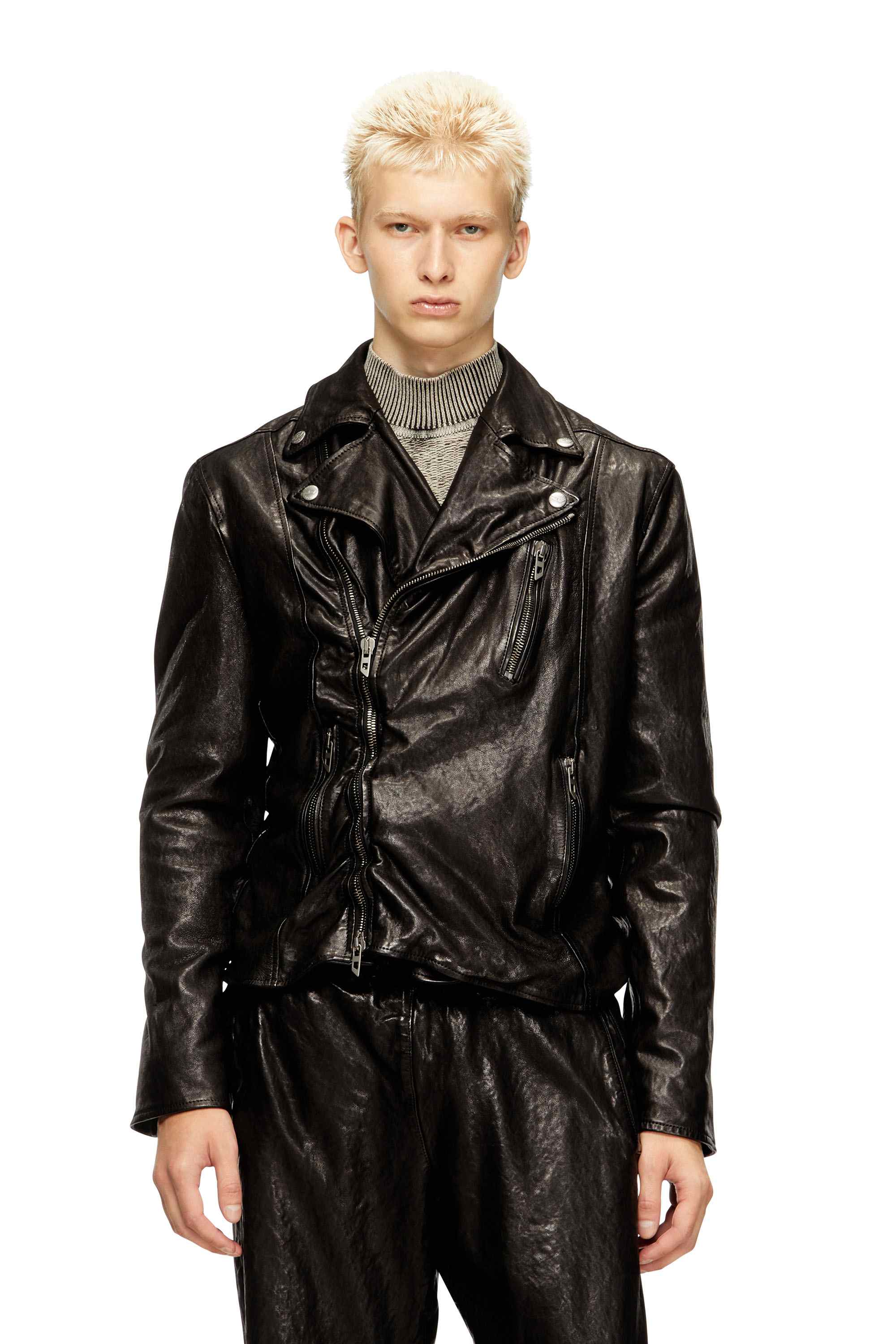 Black Biker jacket in boiled leather