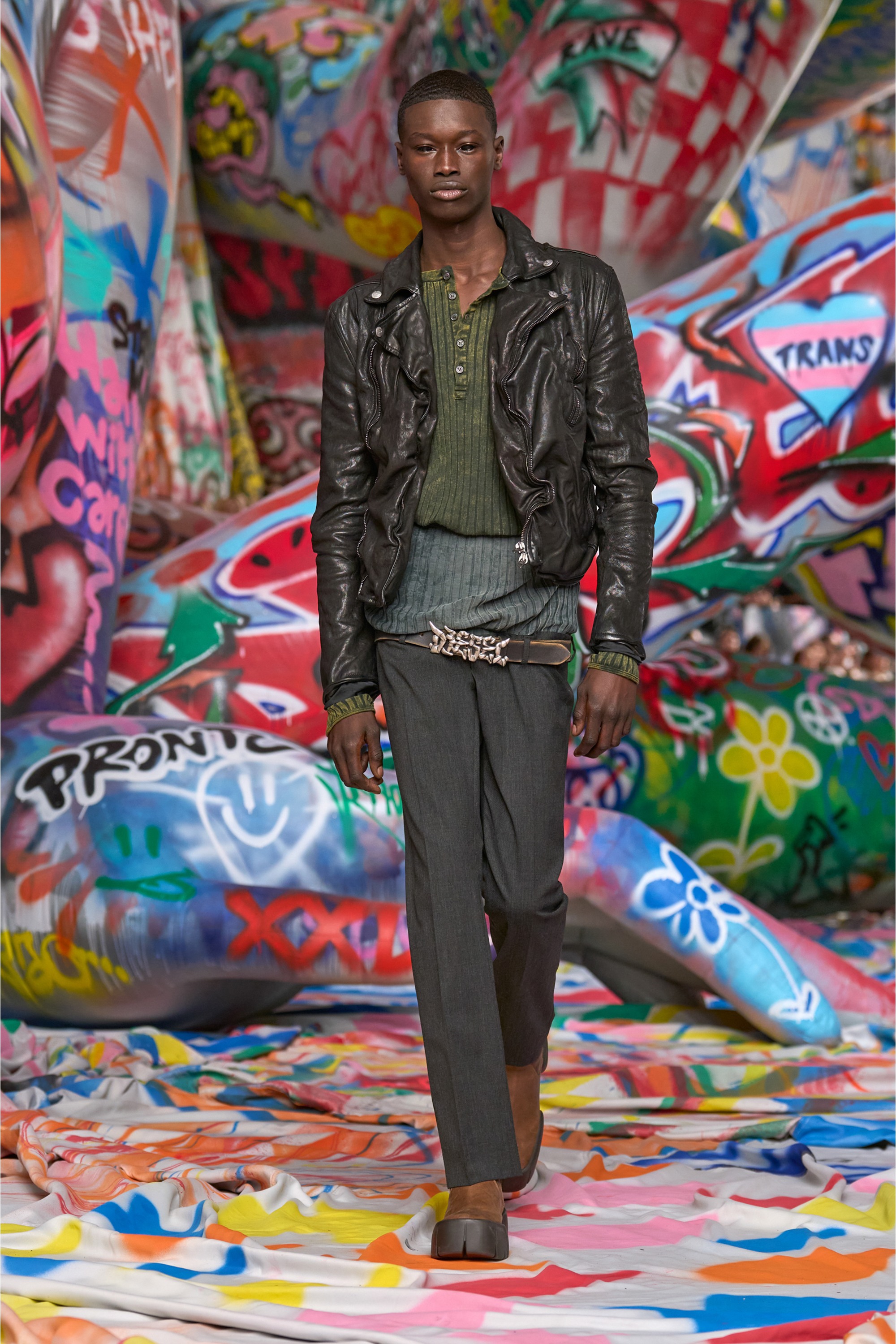 Black Biker jacket in boiled leather