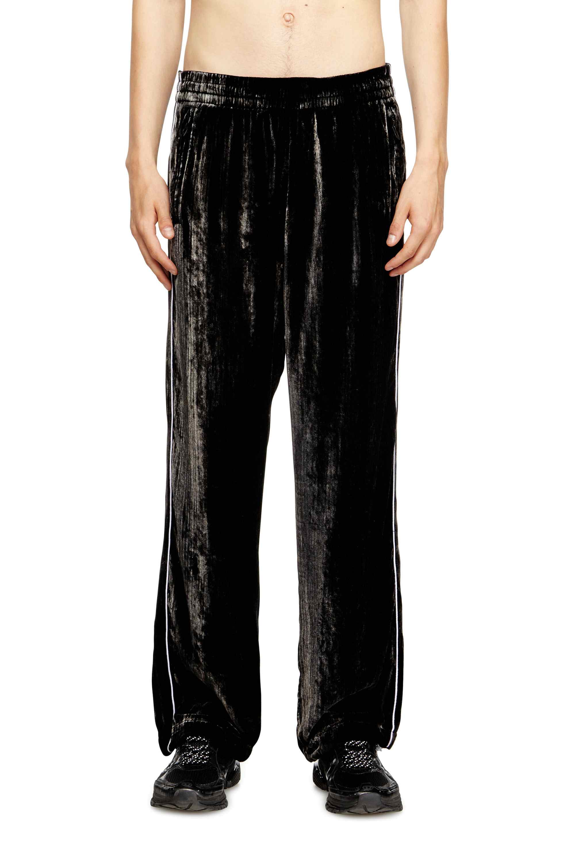 Black Track pants in treated velvet