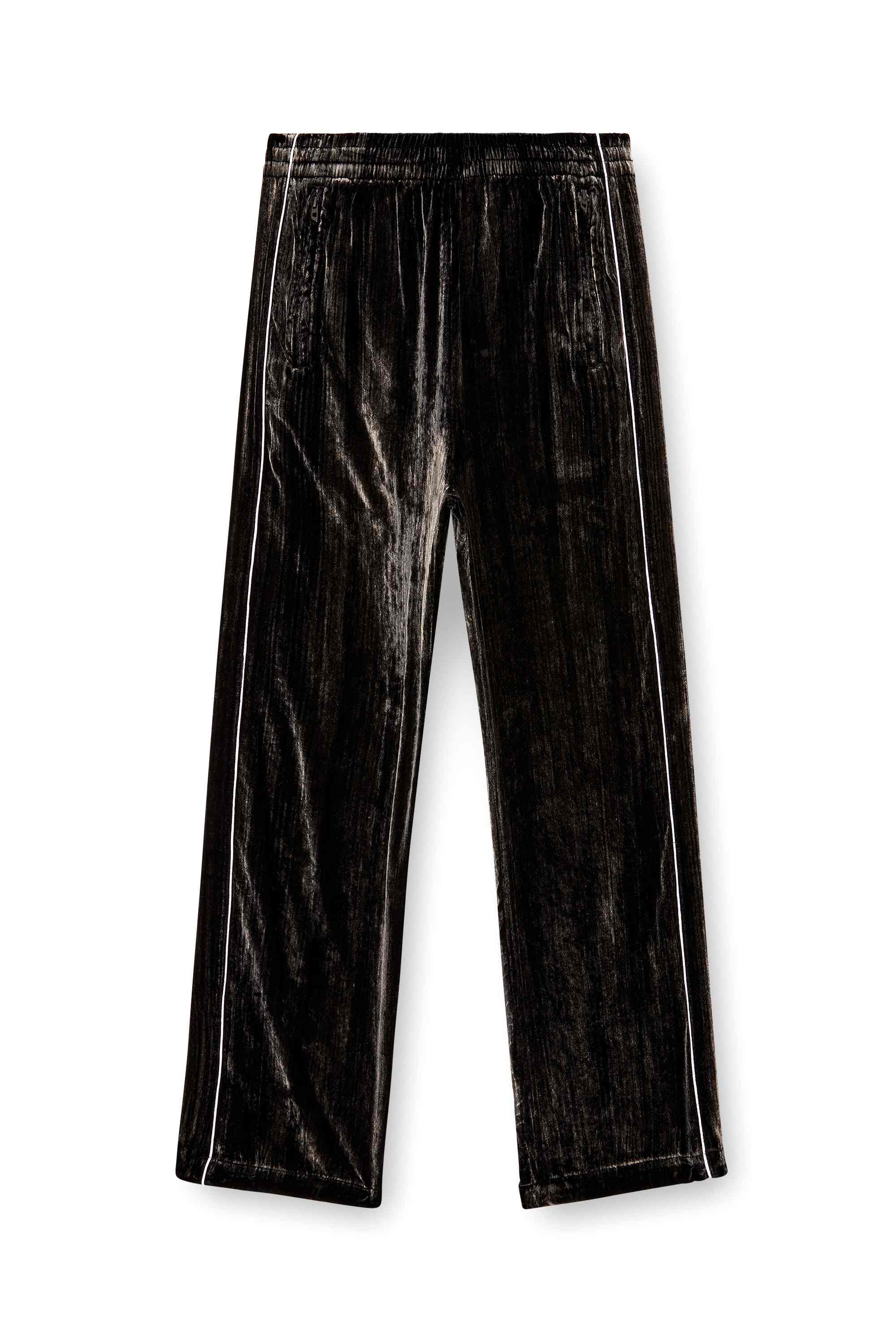 Black Track pants in treated velvet