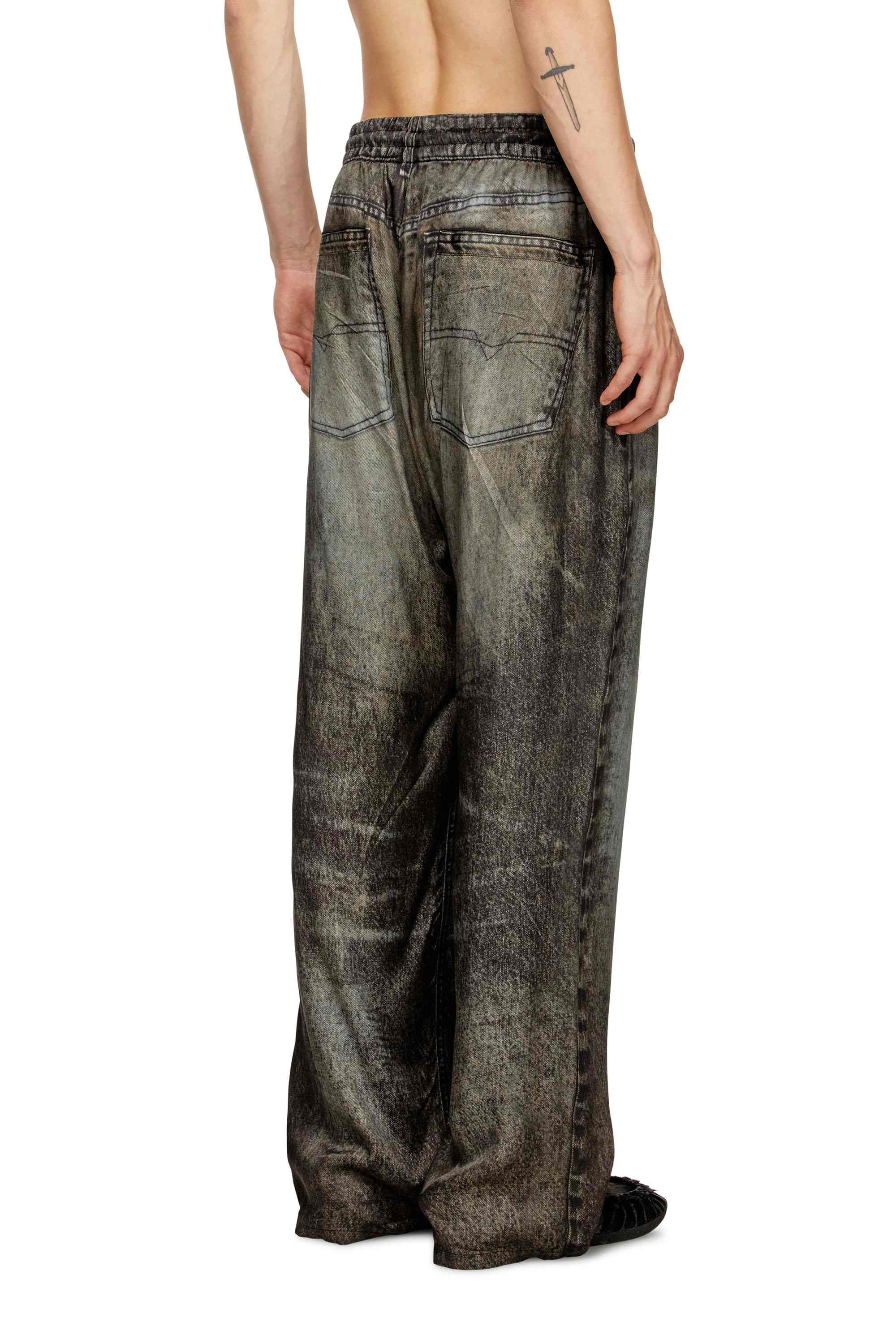 Black Elasticated pants in denim-look viscose