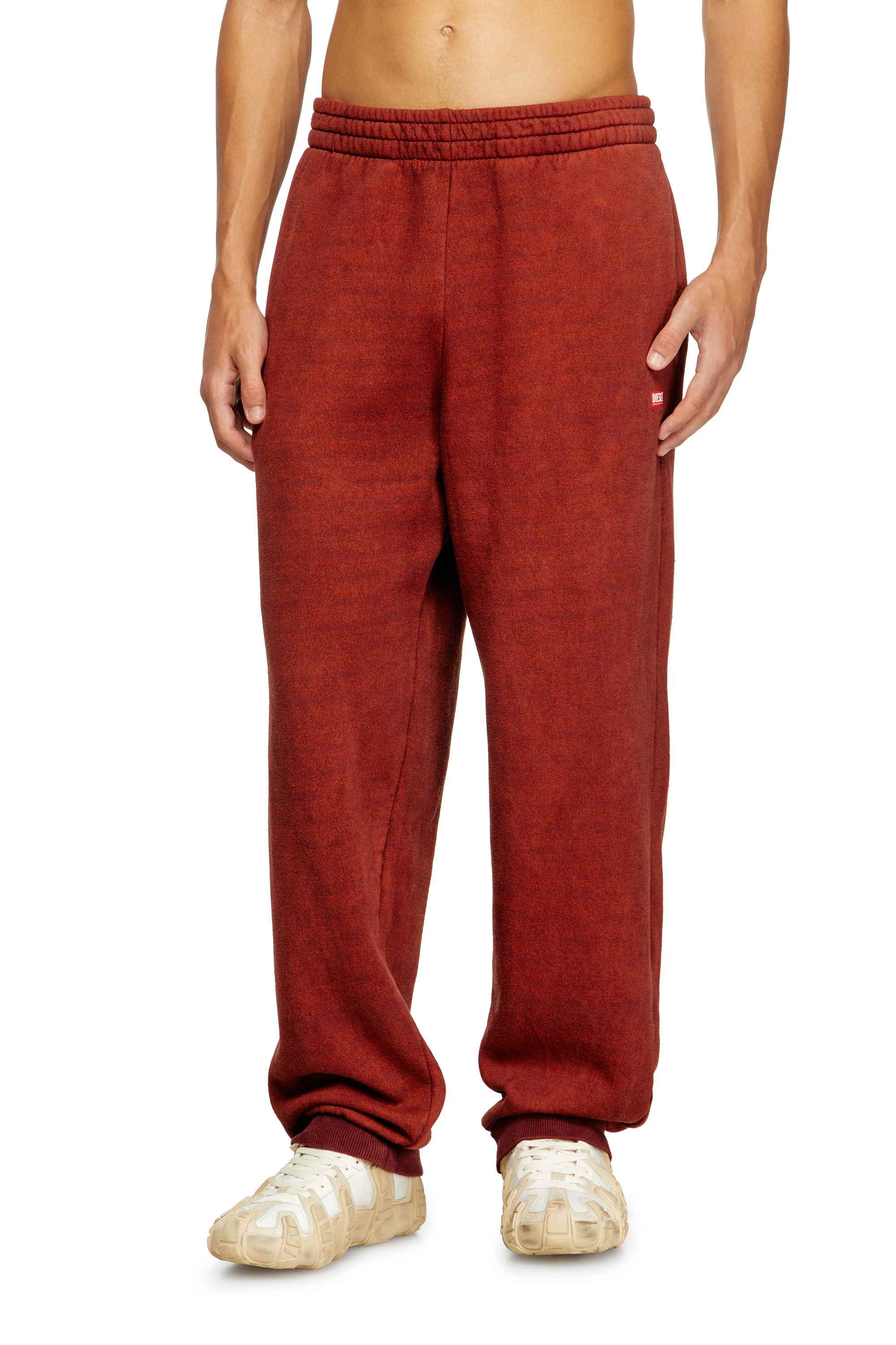 Red Drawstring pants with ribbed trim