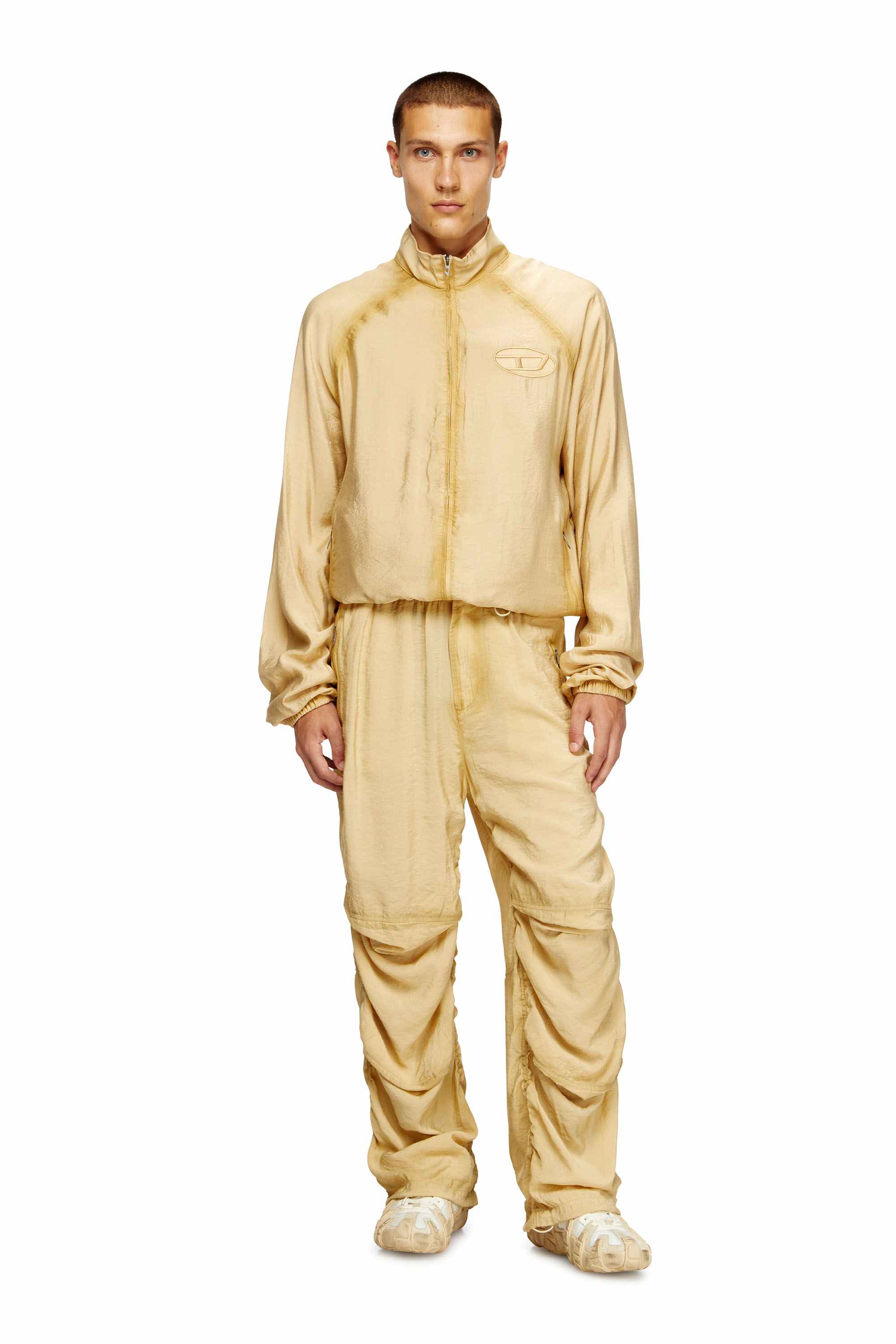 Beige Utility pants in light, crinkled fabric