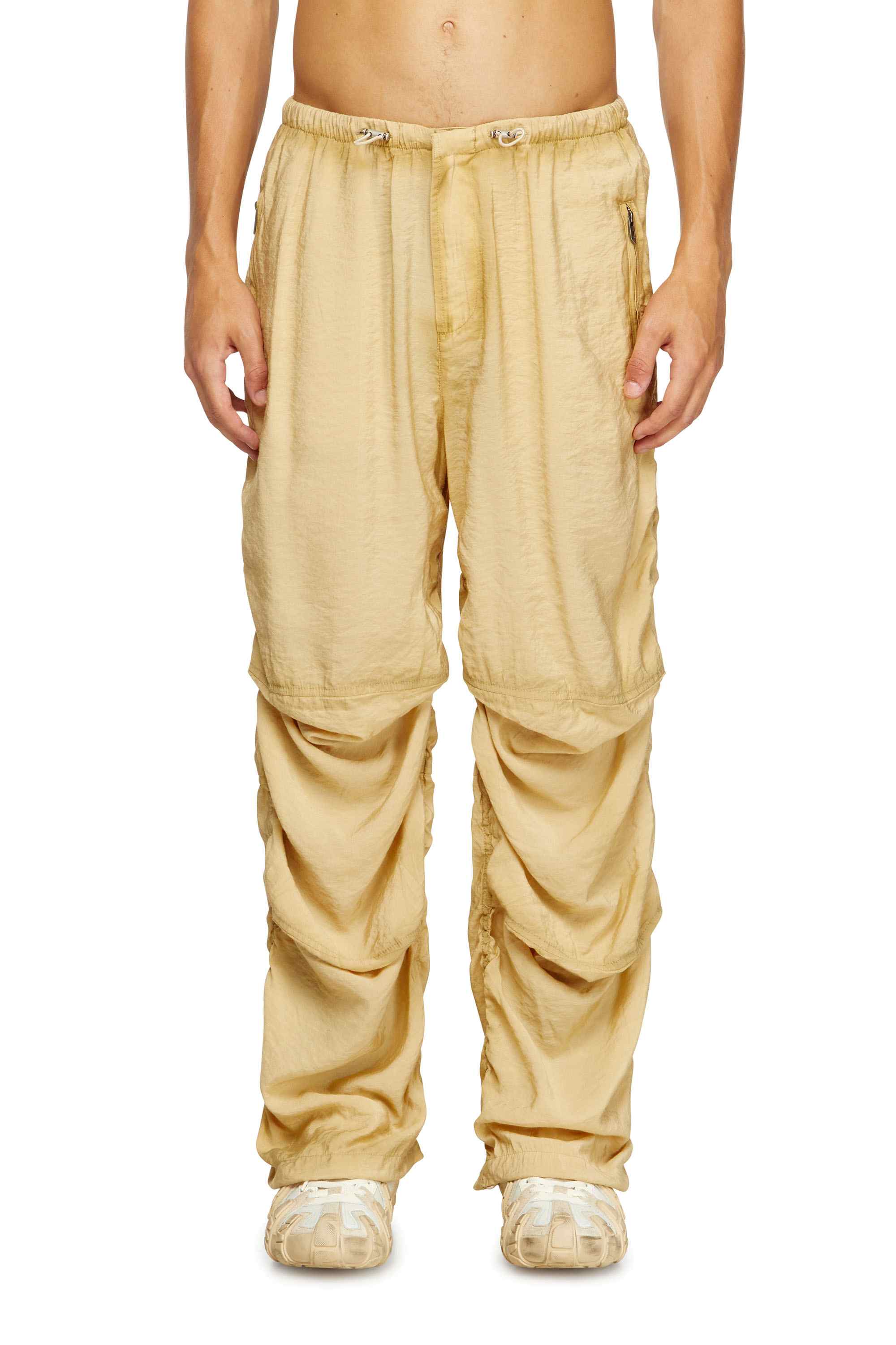 Beige Utility pants in light, crinkled fabric
