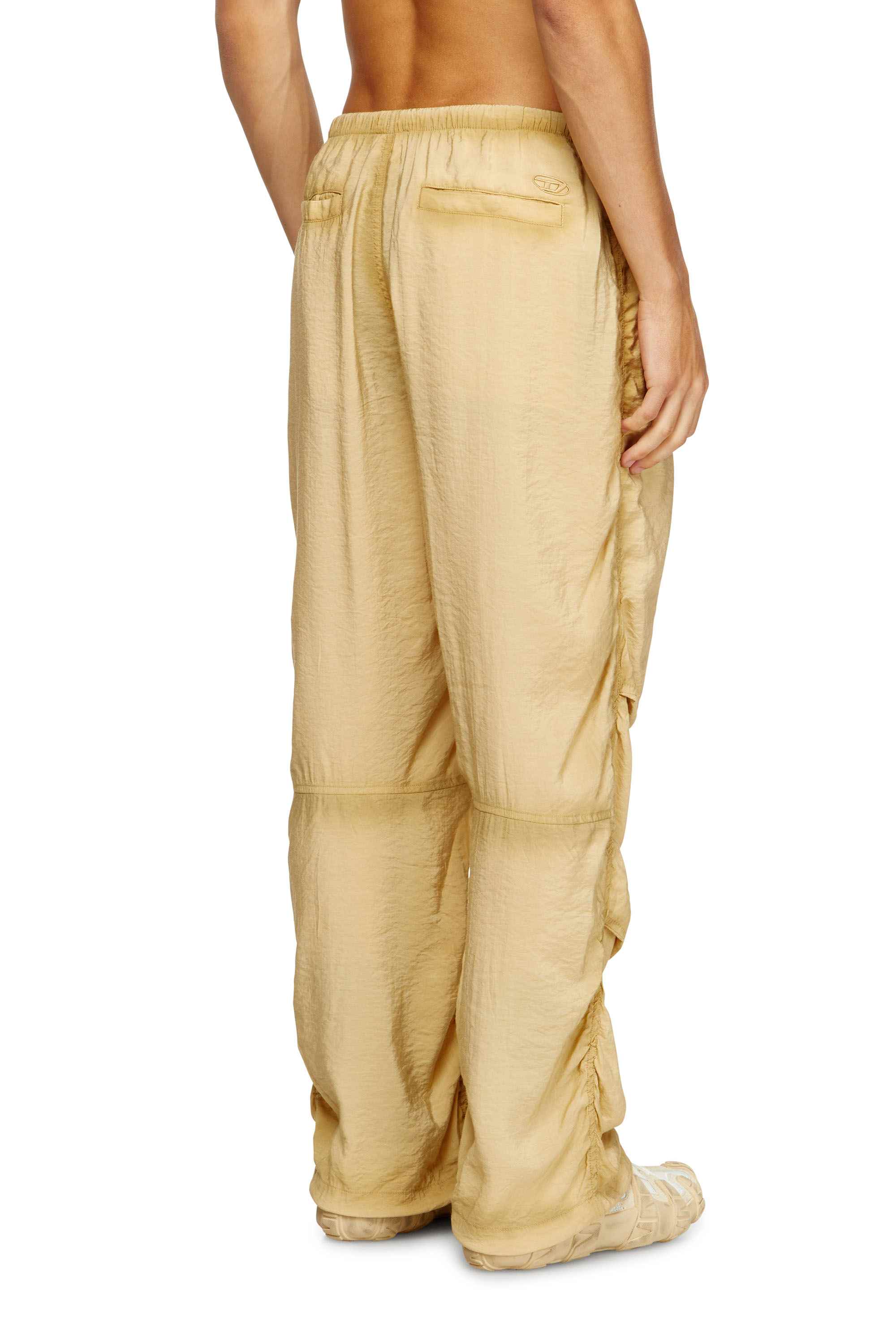 Beige Utility pants in light, crinkled fabric
