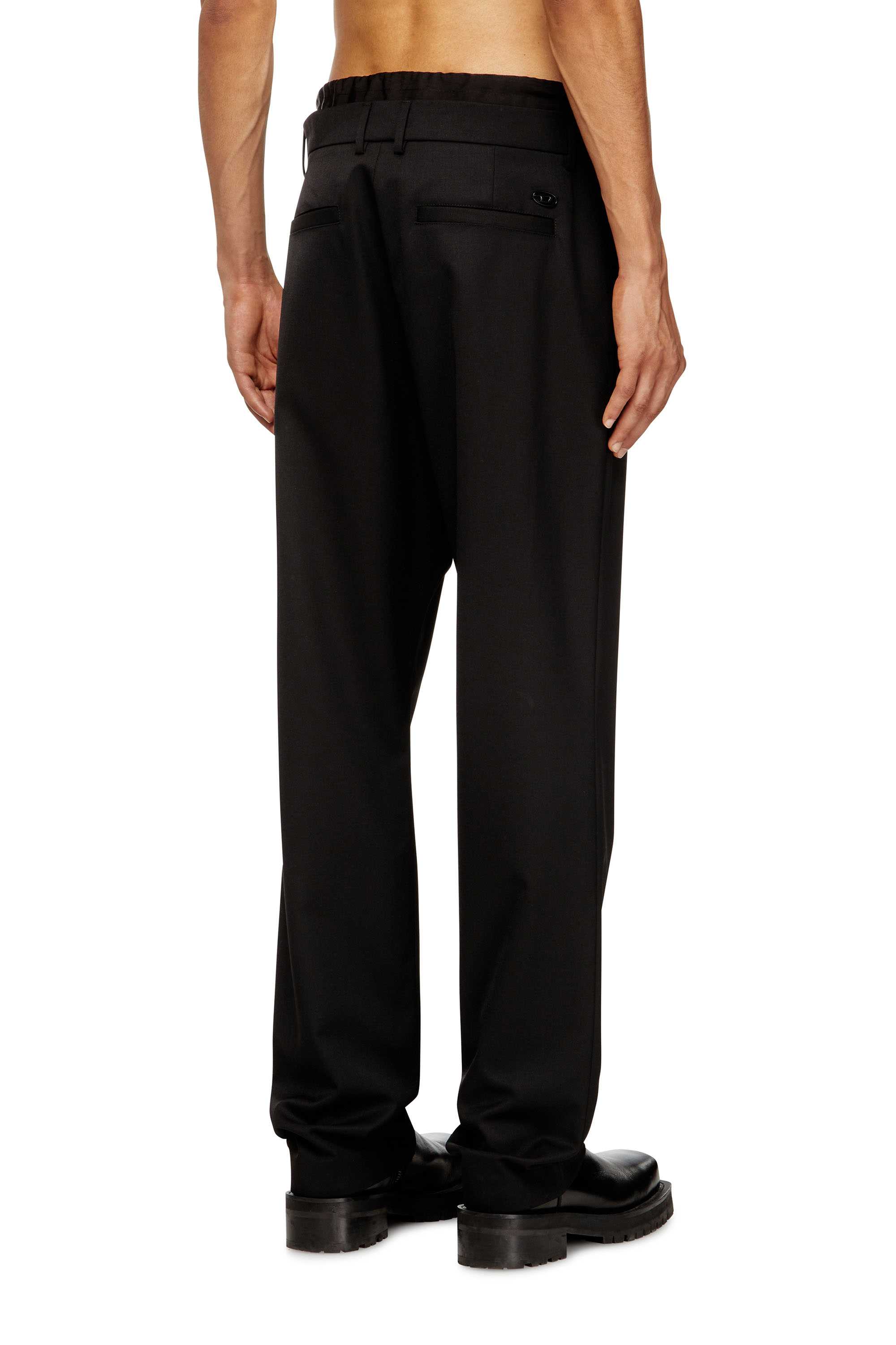 Black Wool blend pants with elastic waistband