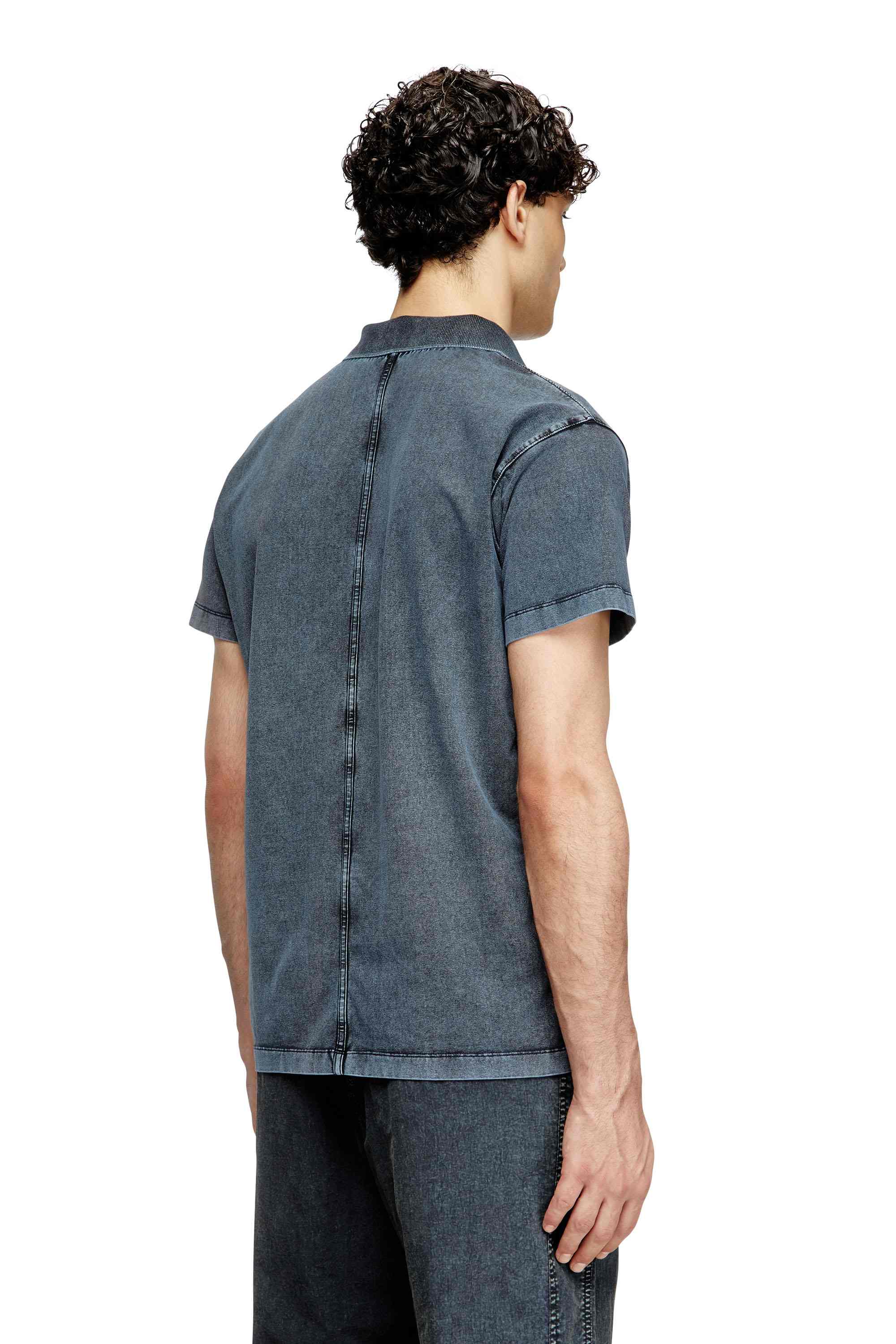 Dark Blue Polo shirt in denim-look jersey
