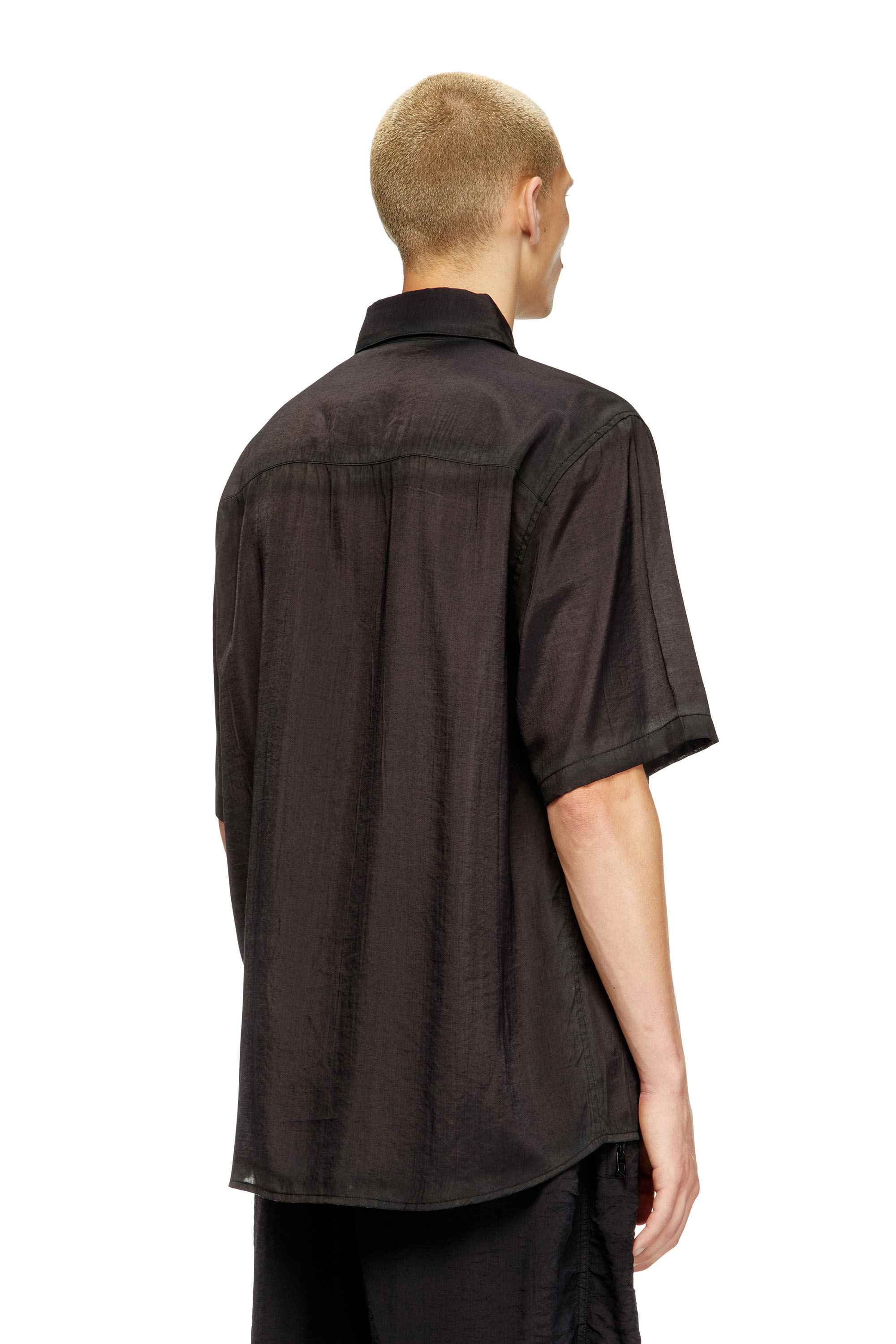 Grey Shirt in crinkled nylon-viscose