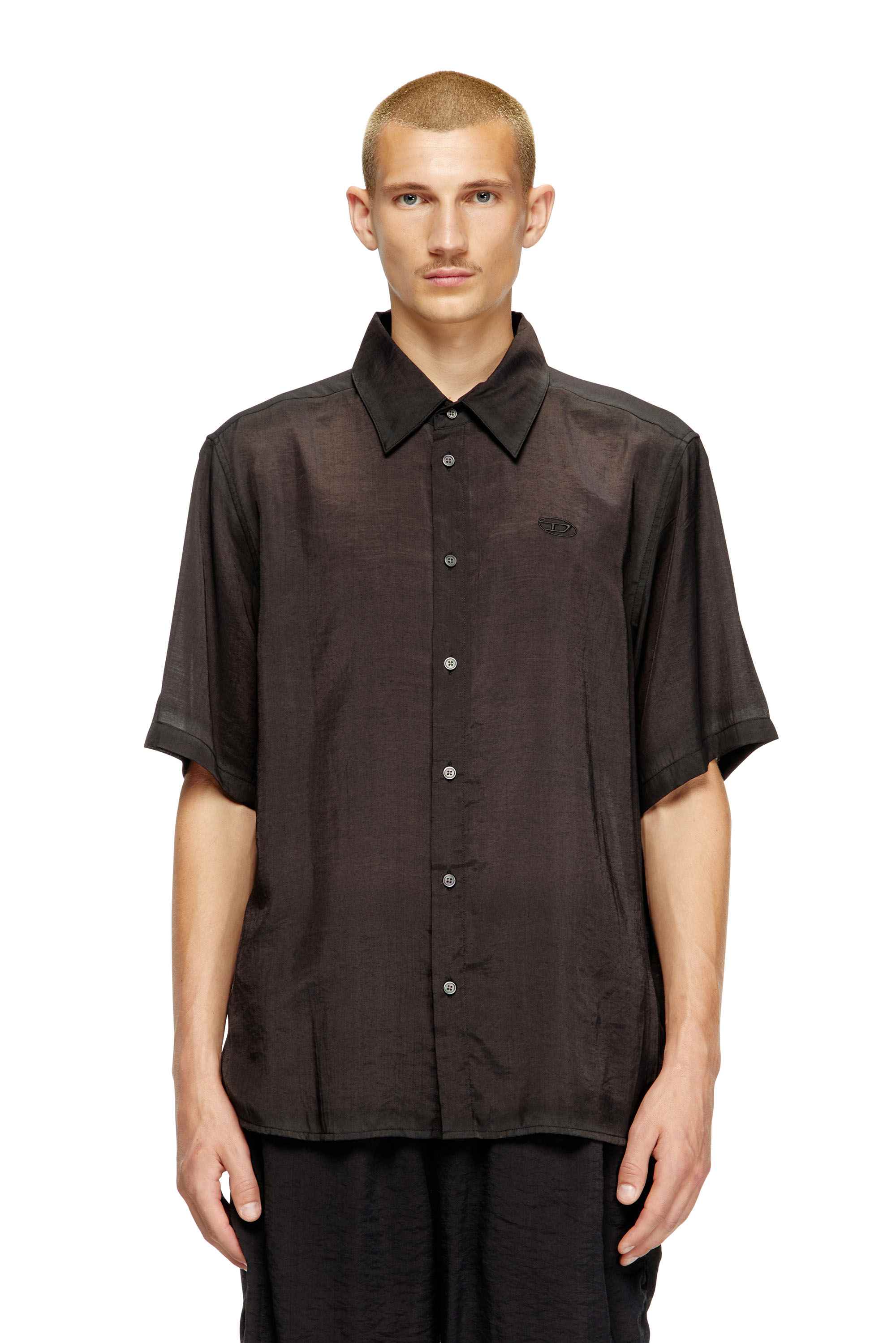 Grey Shirt in crinkled nylon-viscose