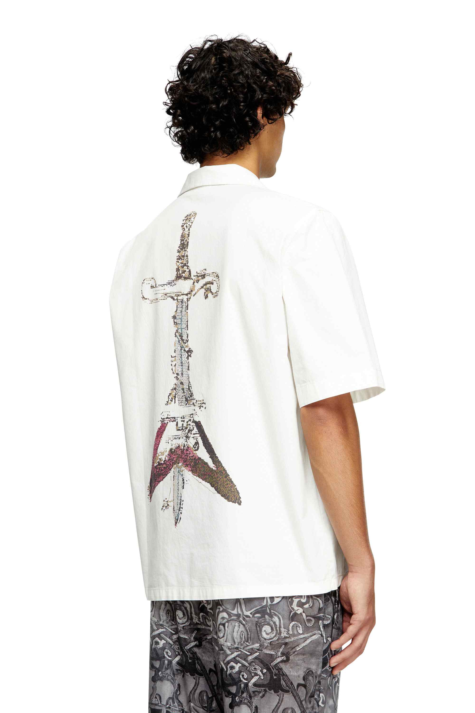 White Shirt with sword print