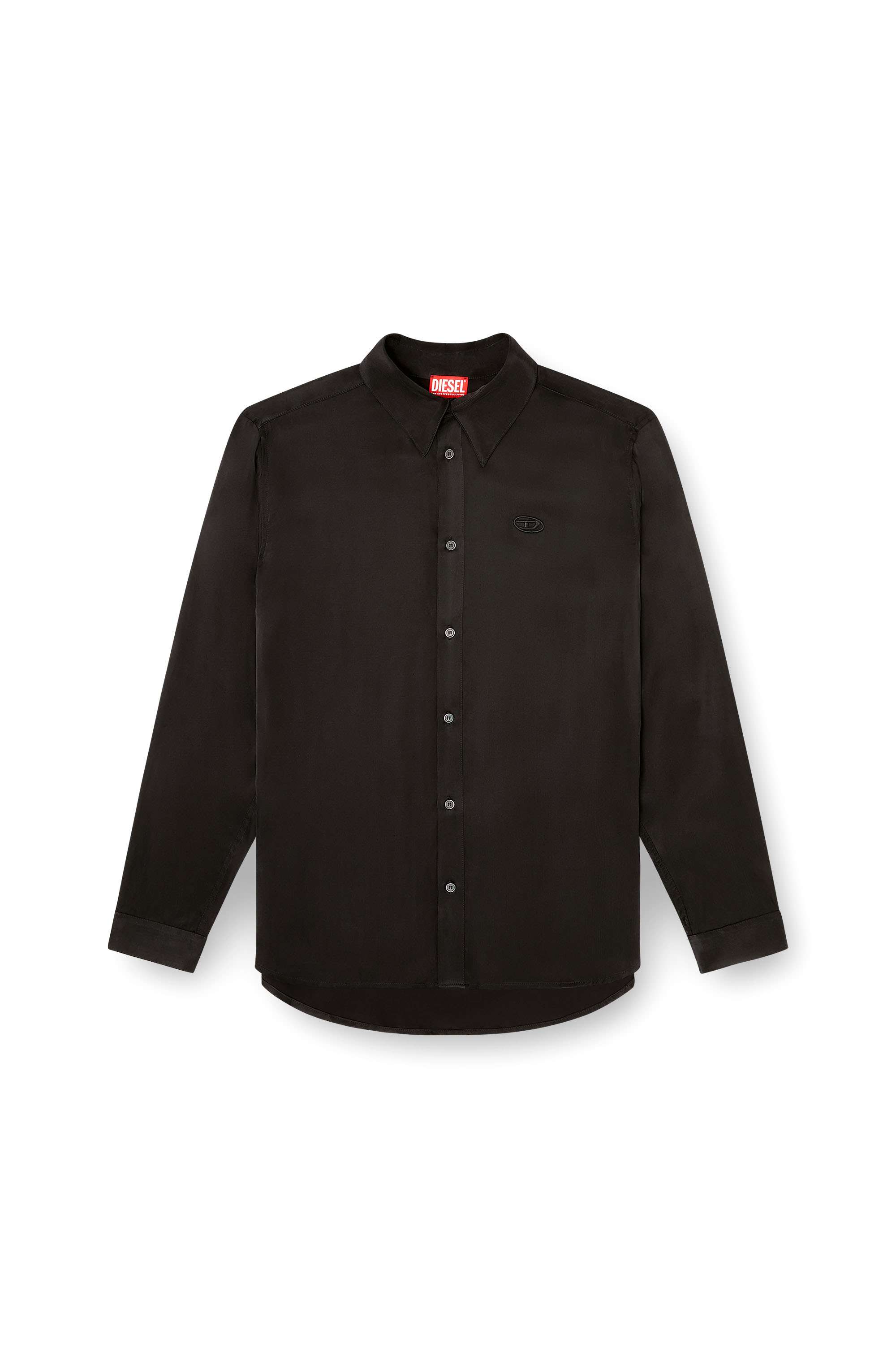 Black Cupro shirt with embroidered logo