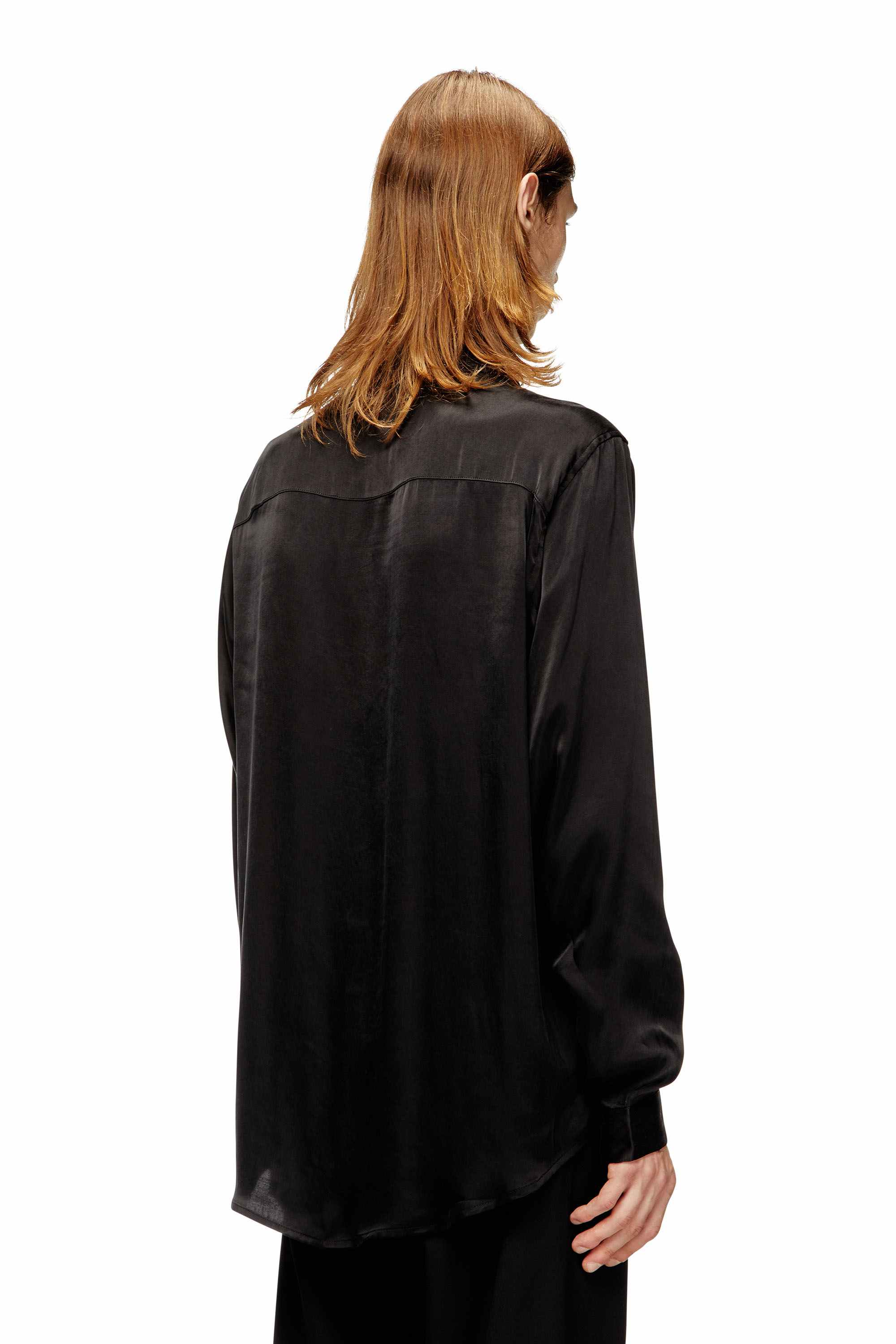 Black Cupro shirt with embroidered logo
