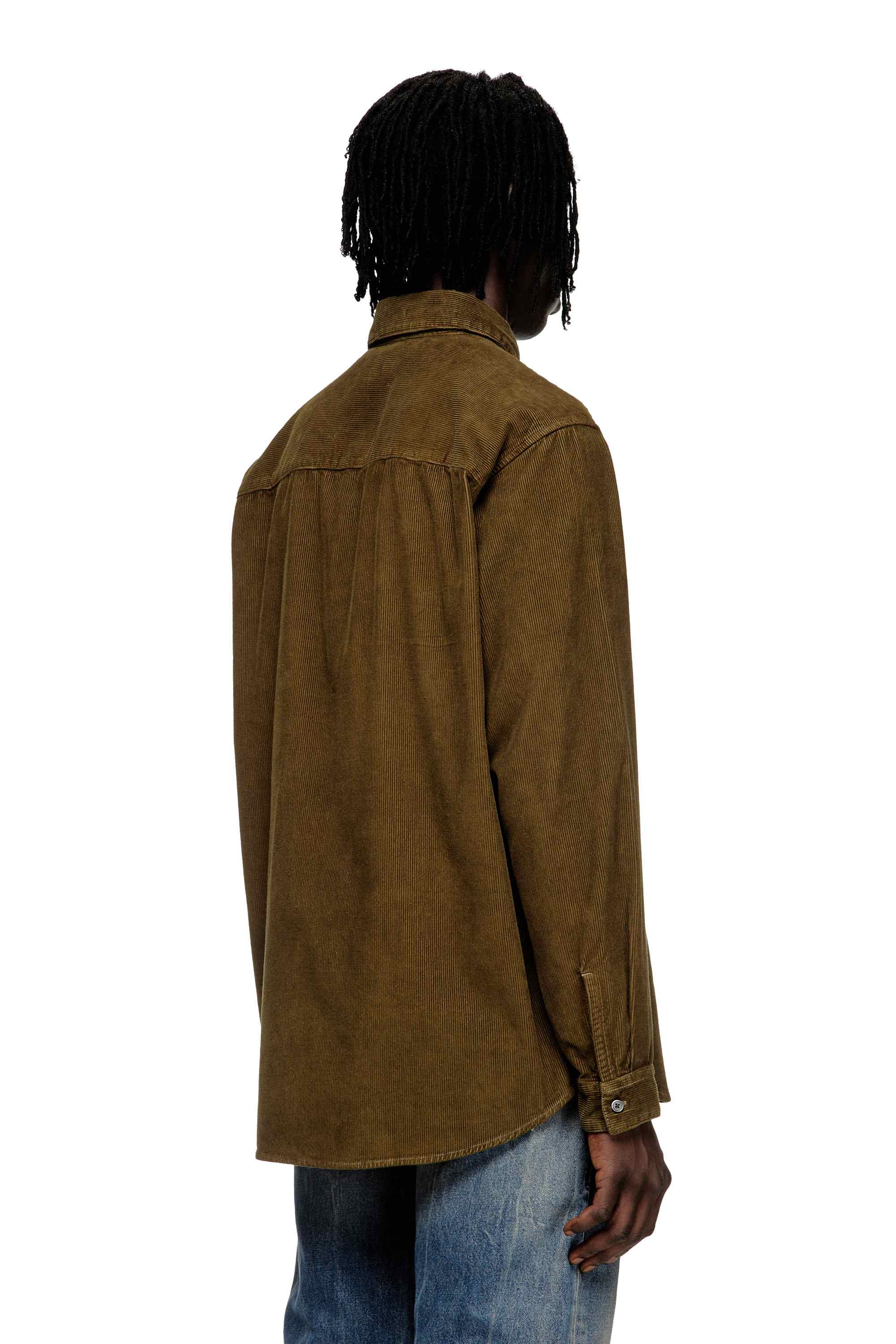 Green Cotton shirt with embroidery on the collar