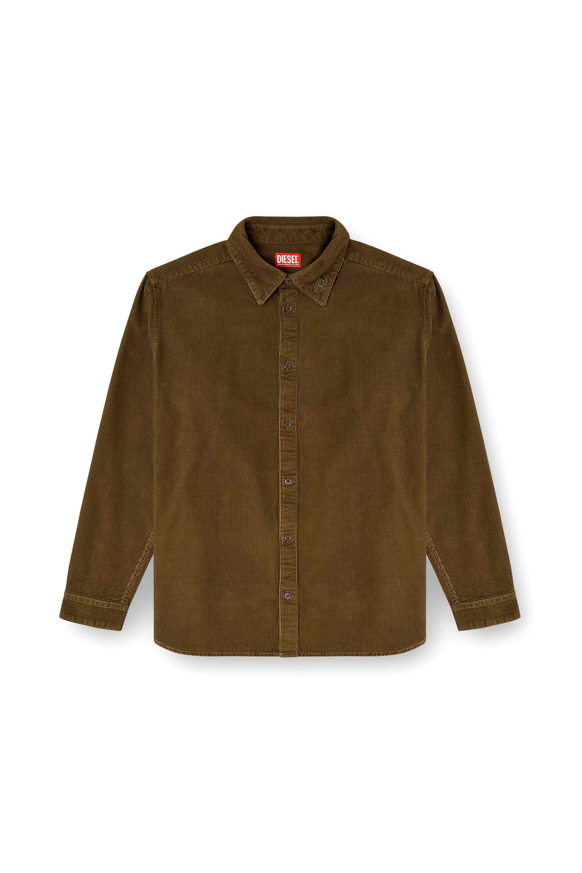 Green Cotton shirt with embroidery on the collar