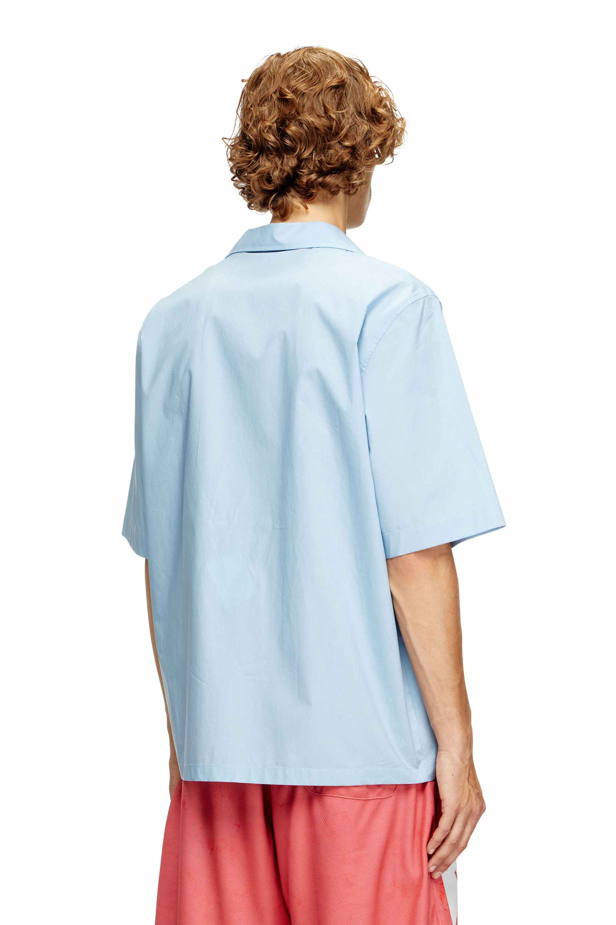 Blue Short-sleeve shirt with logo photo patches