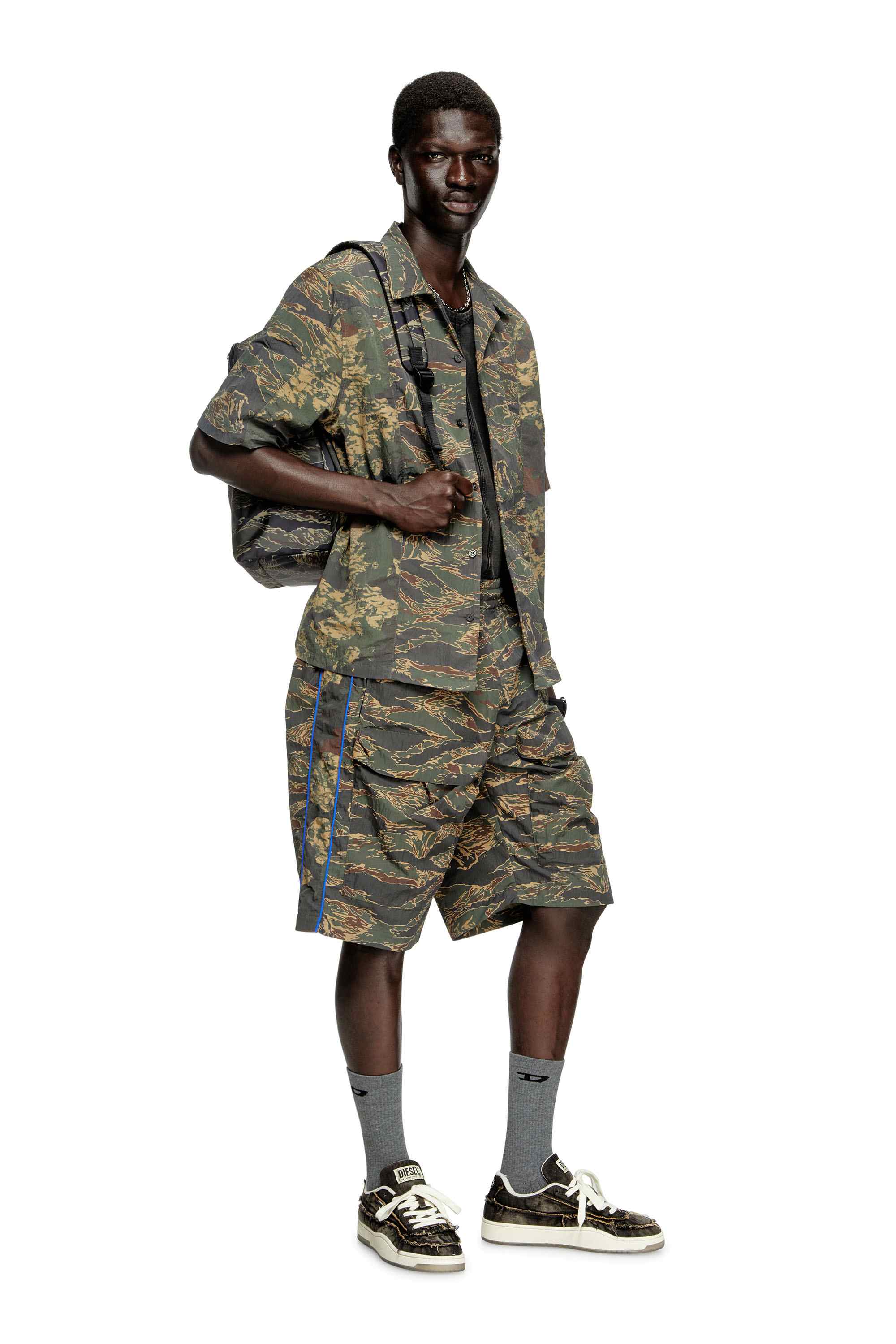 Green Shirt with mixed camo prints