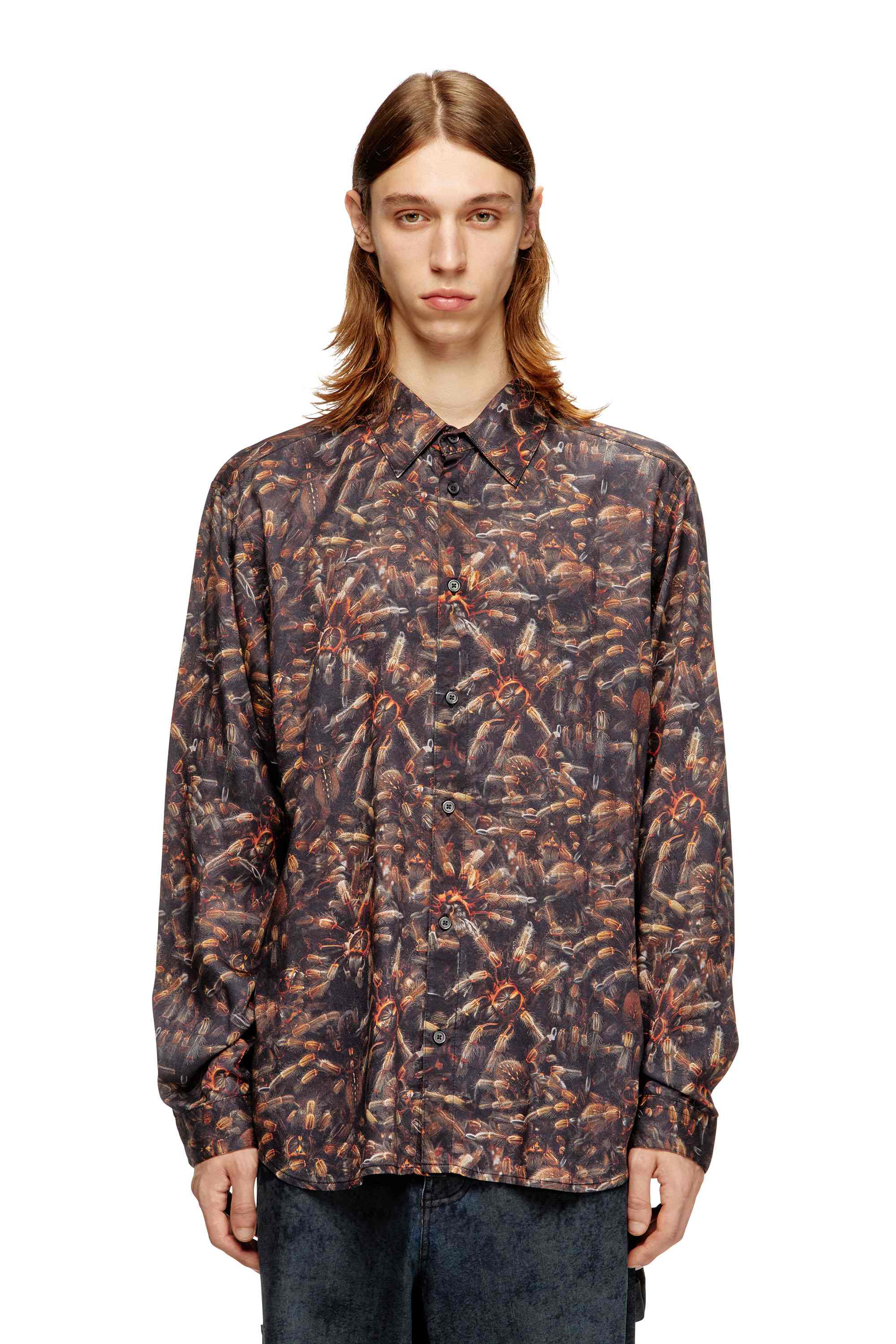 Black Lyocell shirt with all-over print