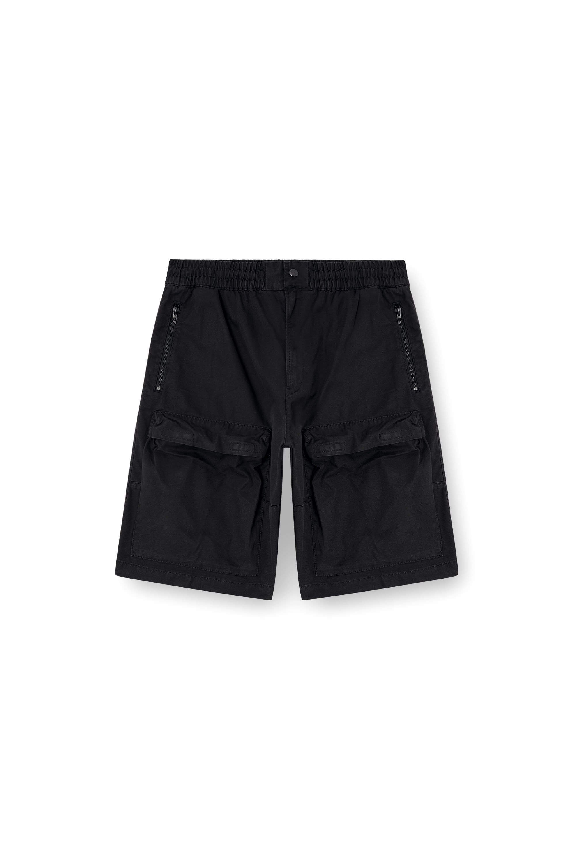 Black Cargo shorts in cotton twill