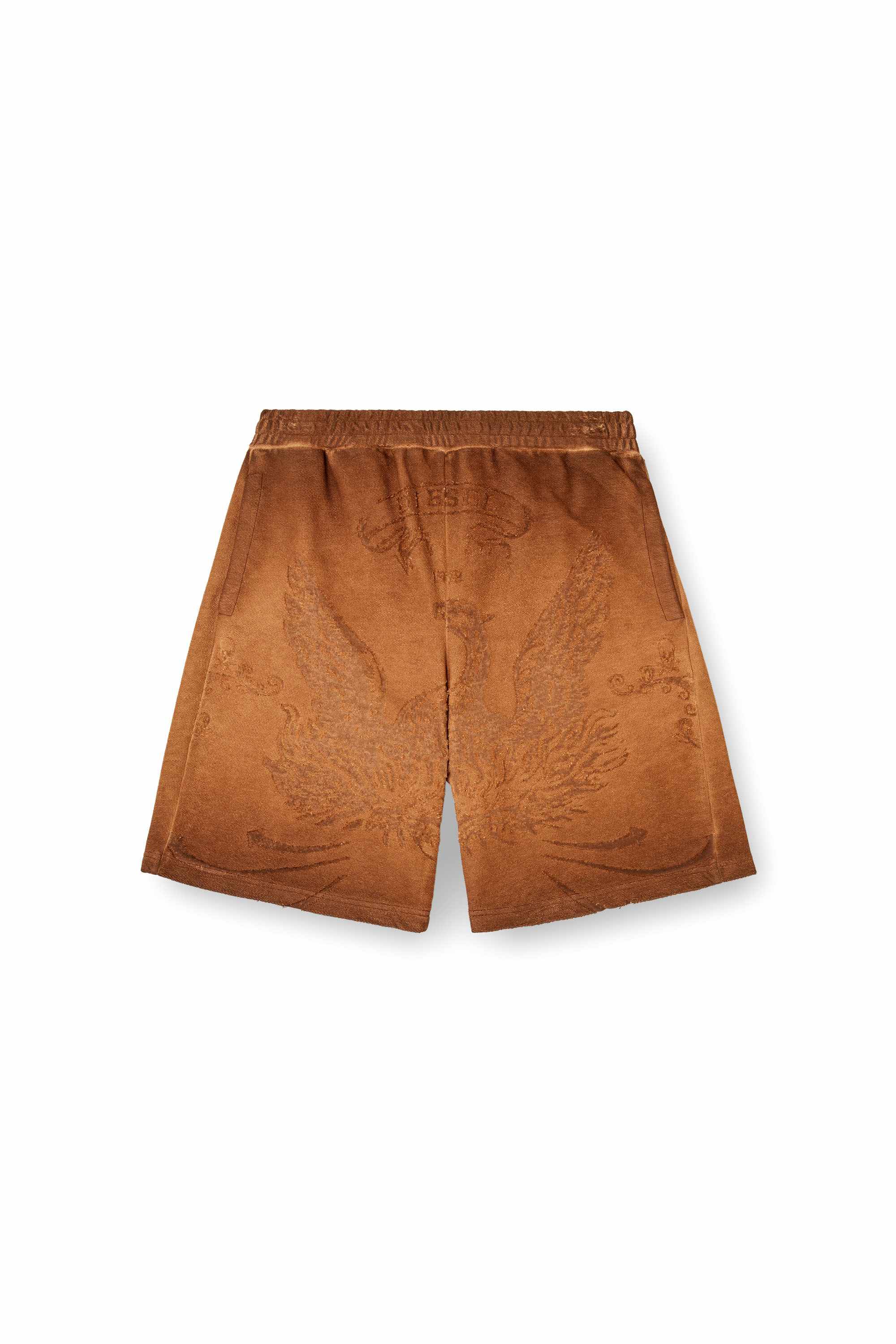 Brown Sweat shorts with phoenix devoré