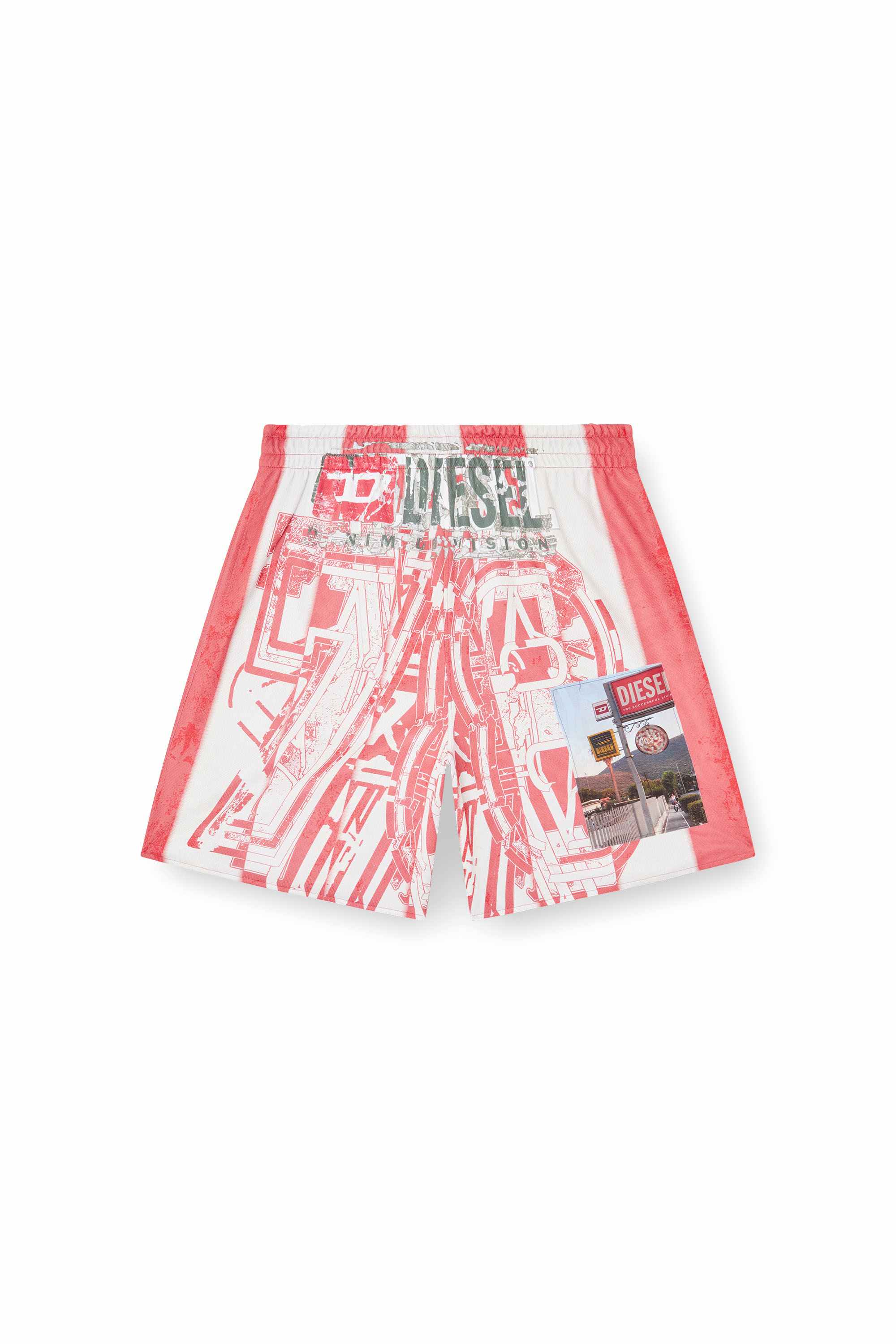 Multicolor Striped shorts with photo patches