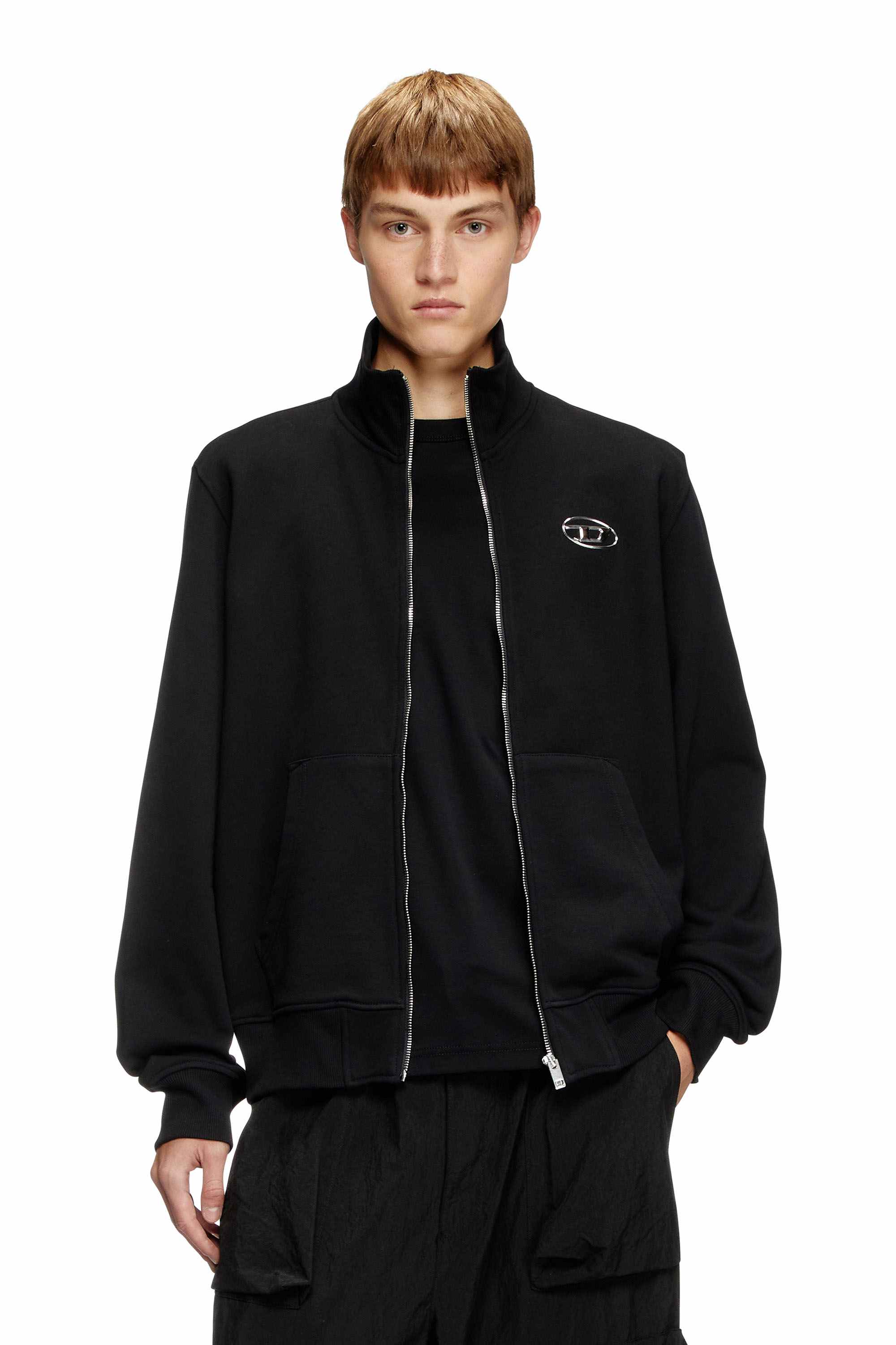 Black Zip-up sweatshirt with metallic logo