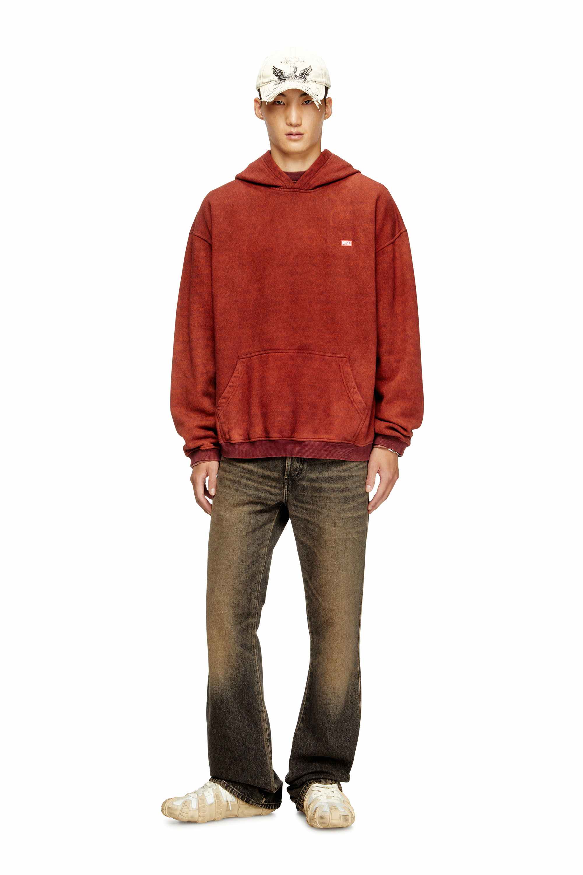 Red Cotton hoodie with kangaroo pocket