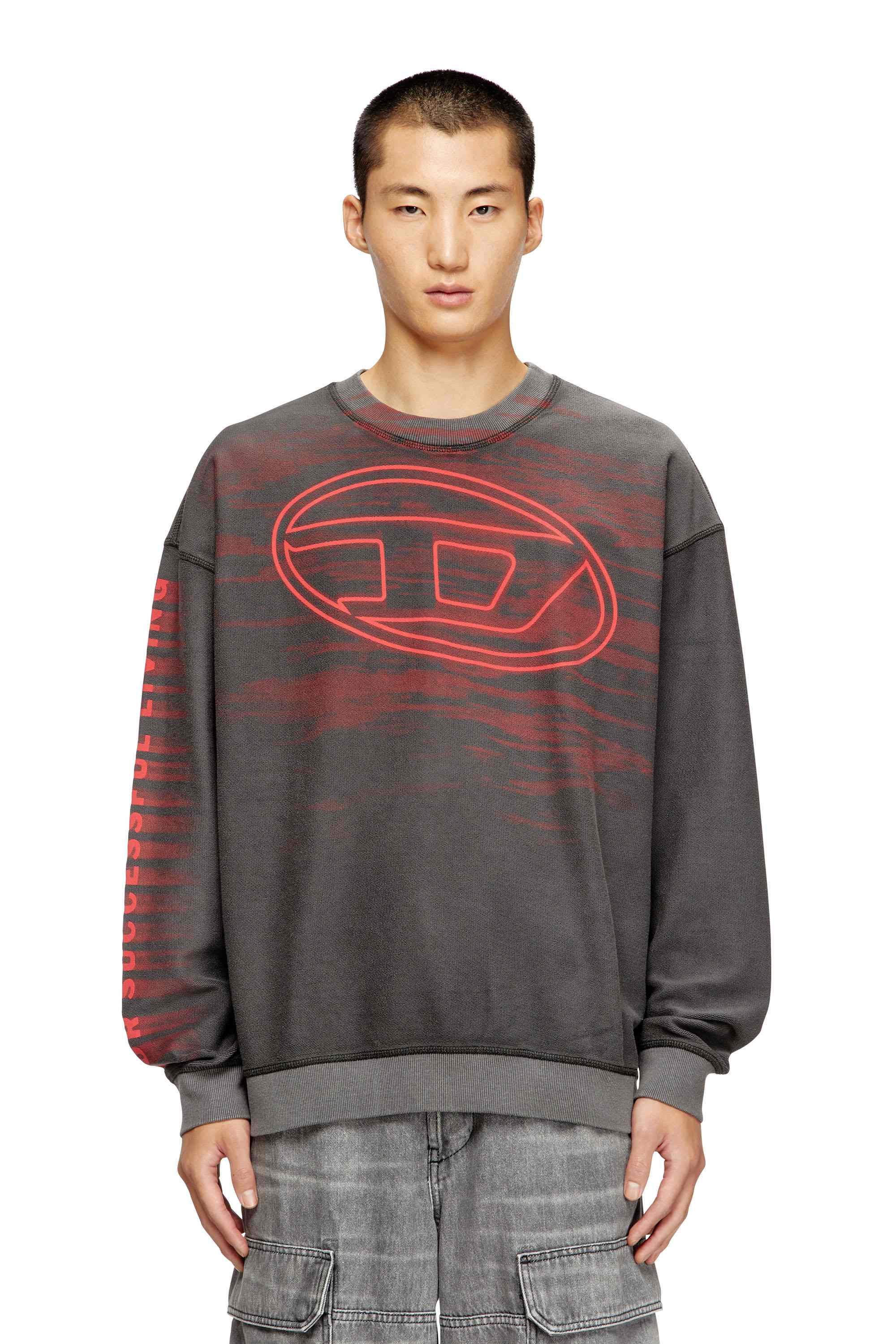 Dark Grey Cotton sweatshirt with Oval D print