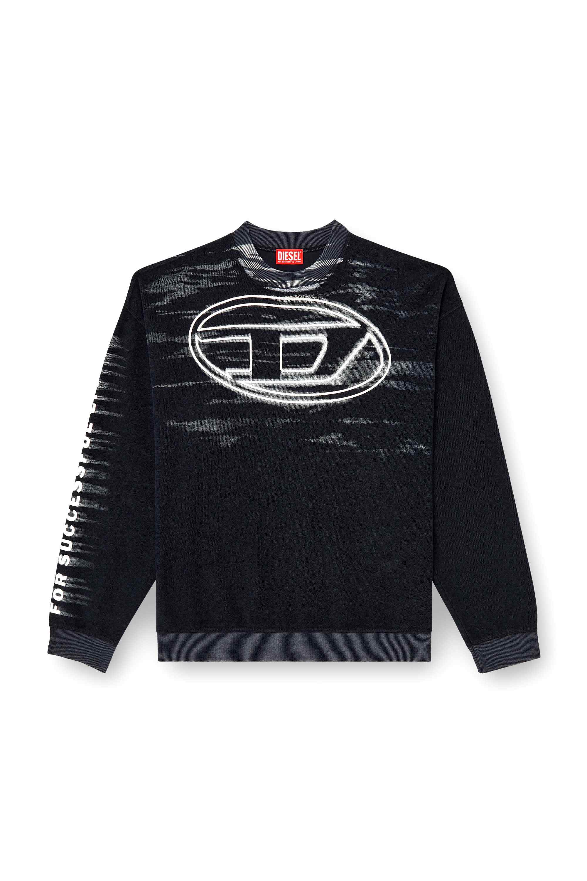 Black Cotton sweatshirt with Oval D print