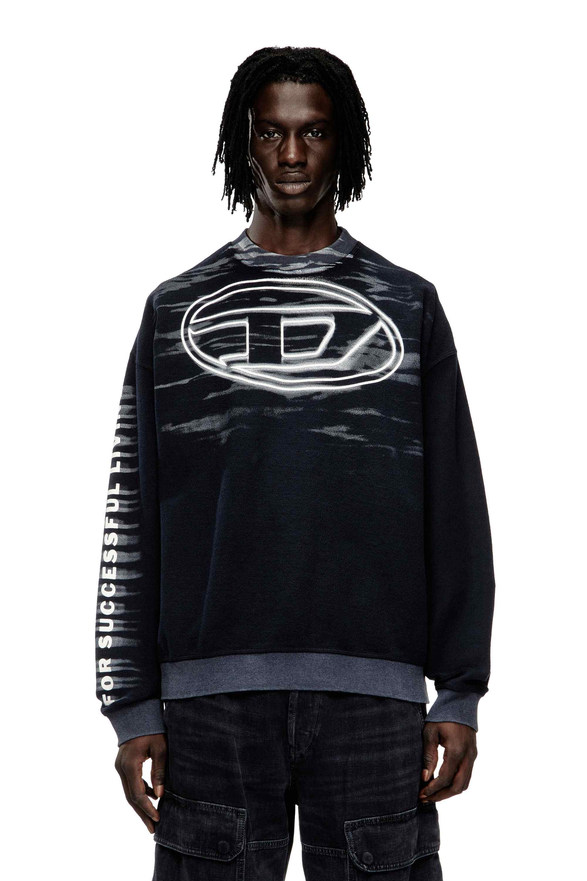 Black Cotton sweatshirt with Oval D print