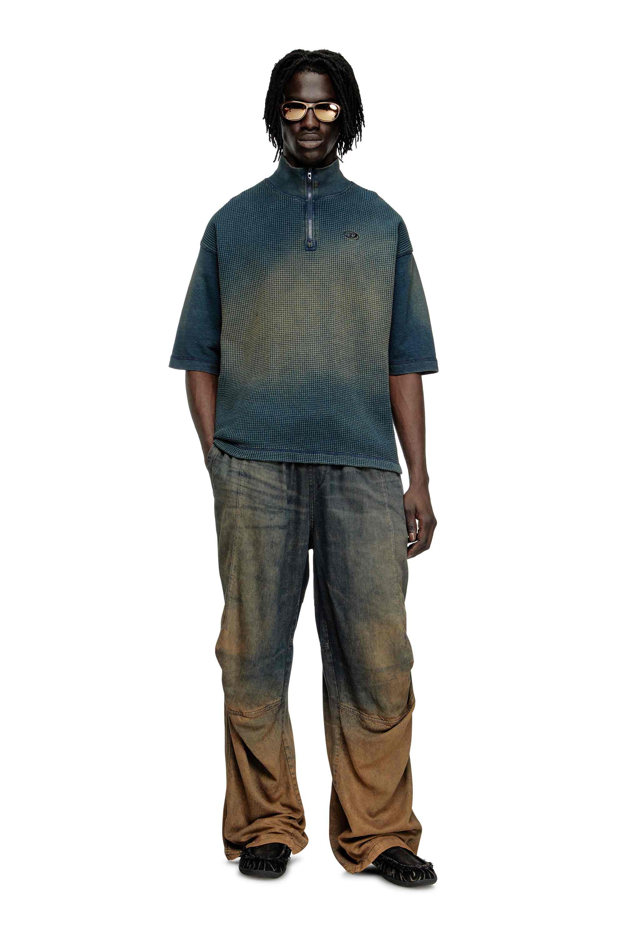 Black Sweatshirt in mixed denim-look jersey