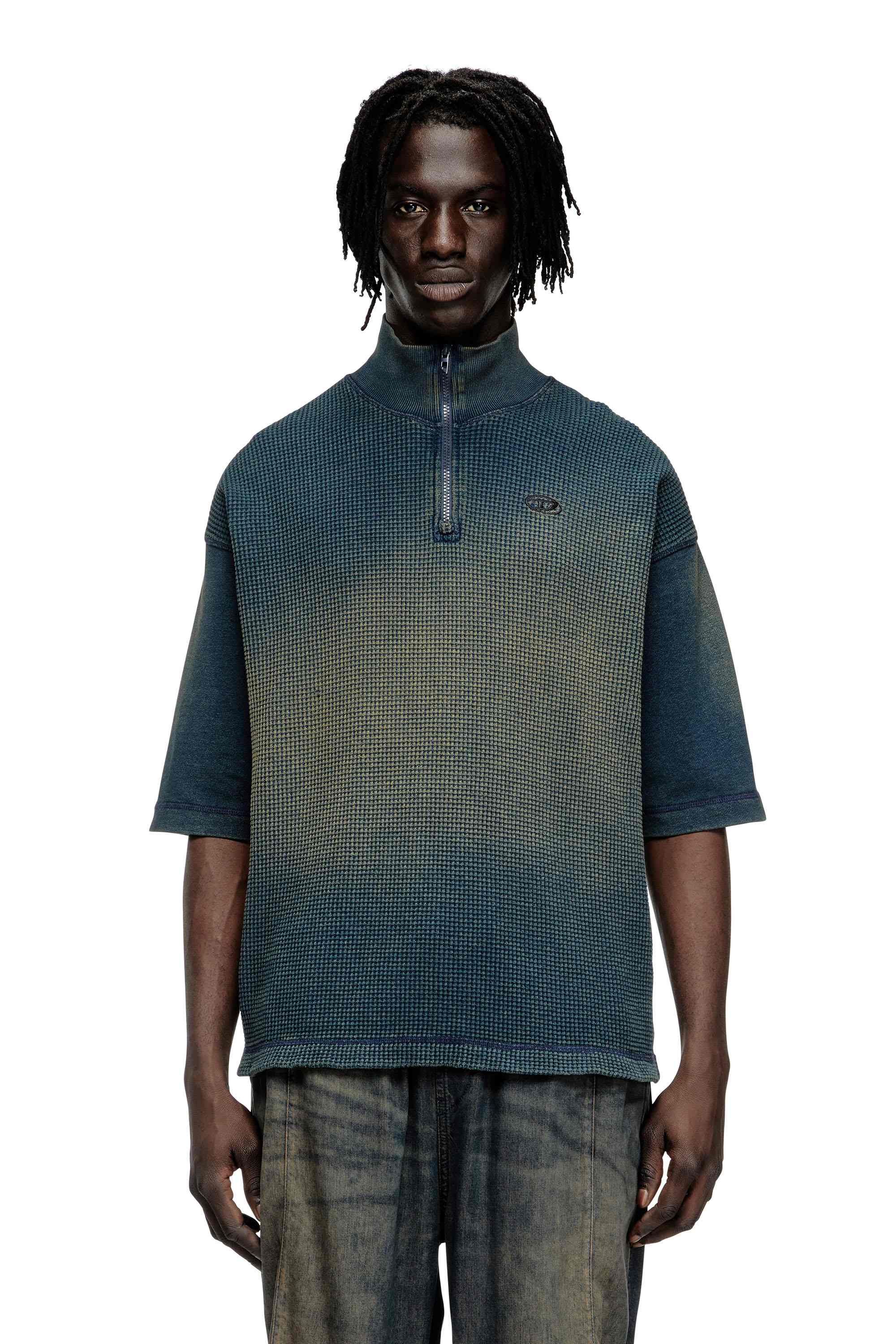 Black Sweatshirt in mixed denim-look jersey