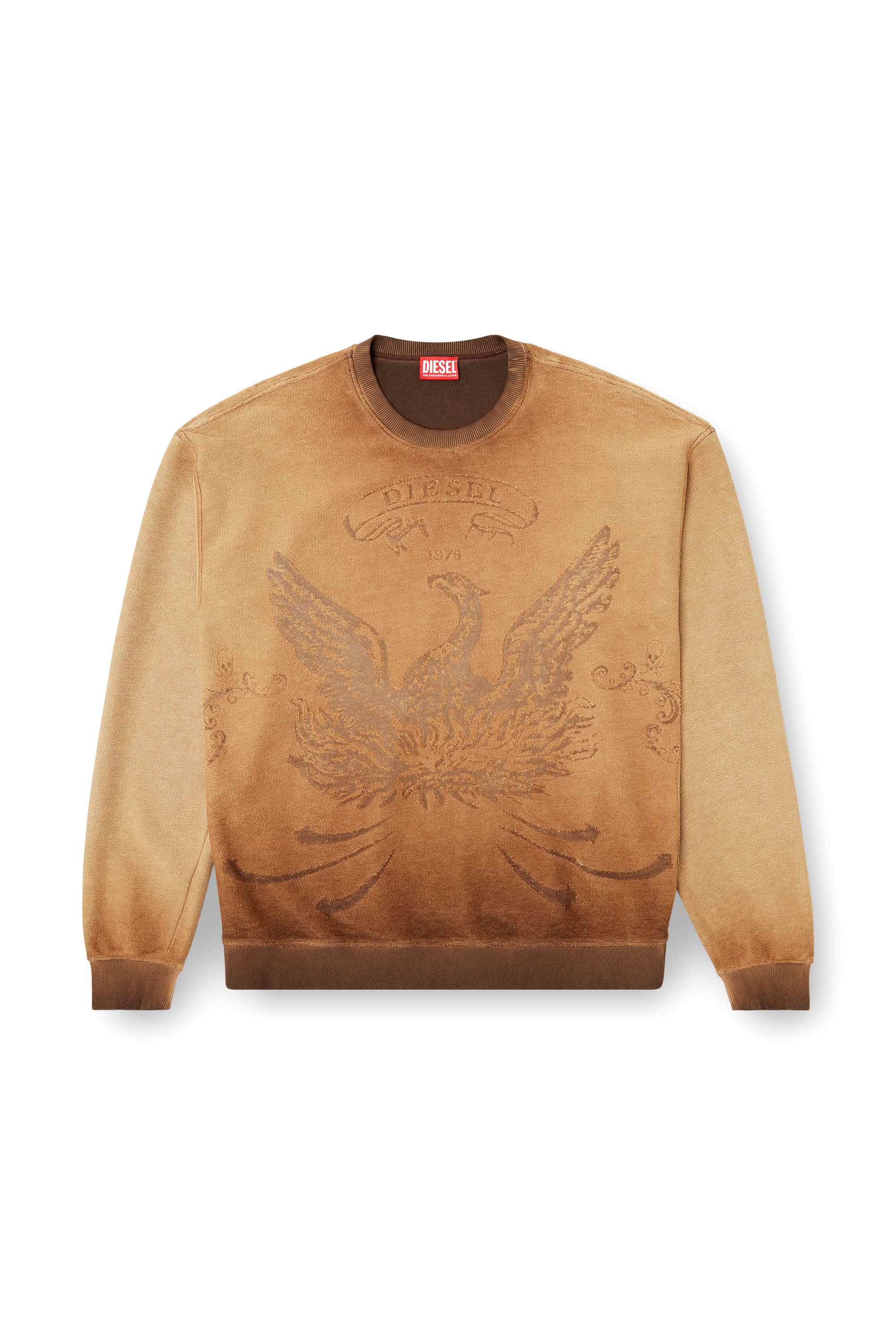 Brown Faded sweatshirt with devoré Phoenix logo