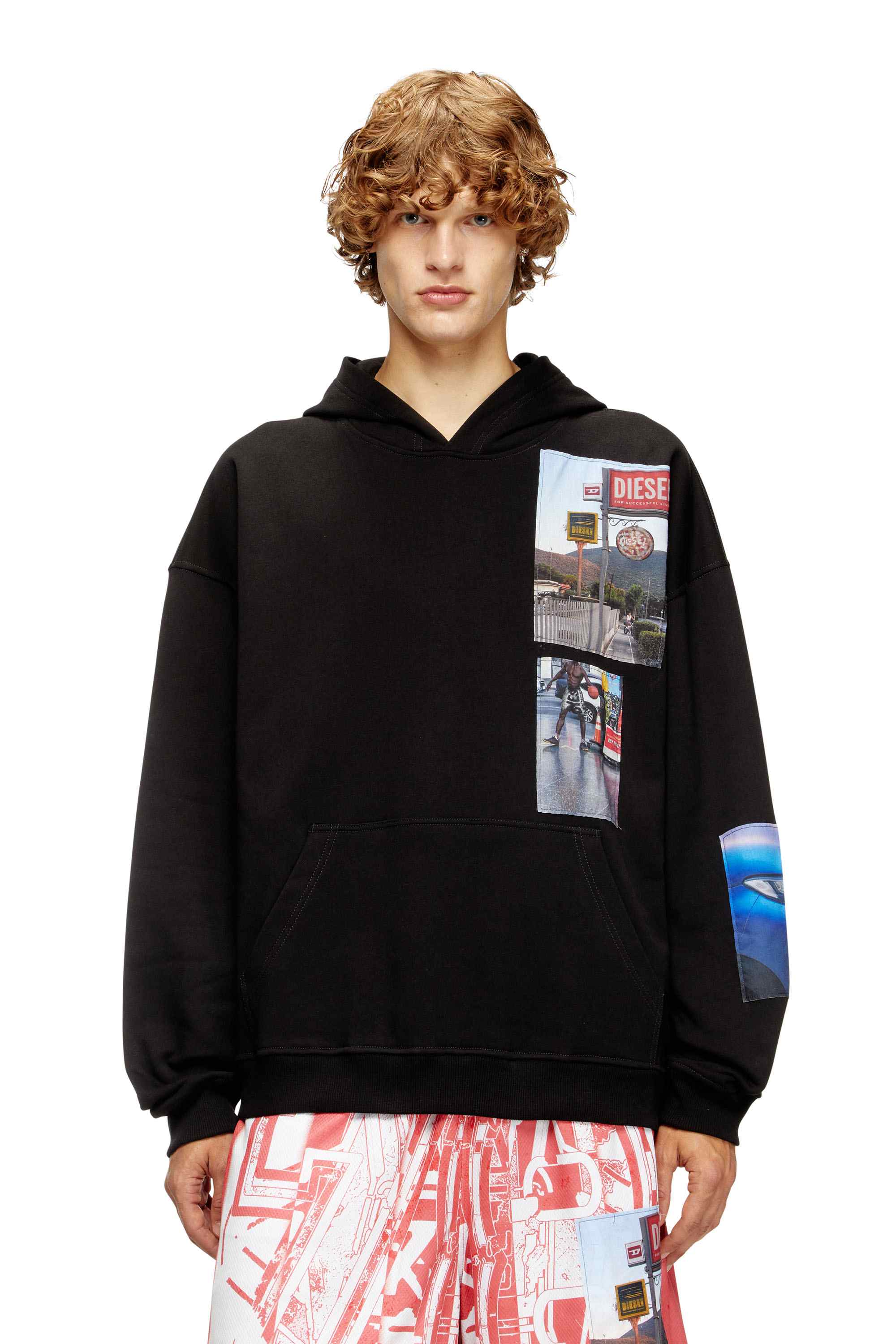 Black Hoodie with logo photo patches