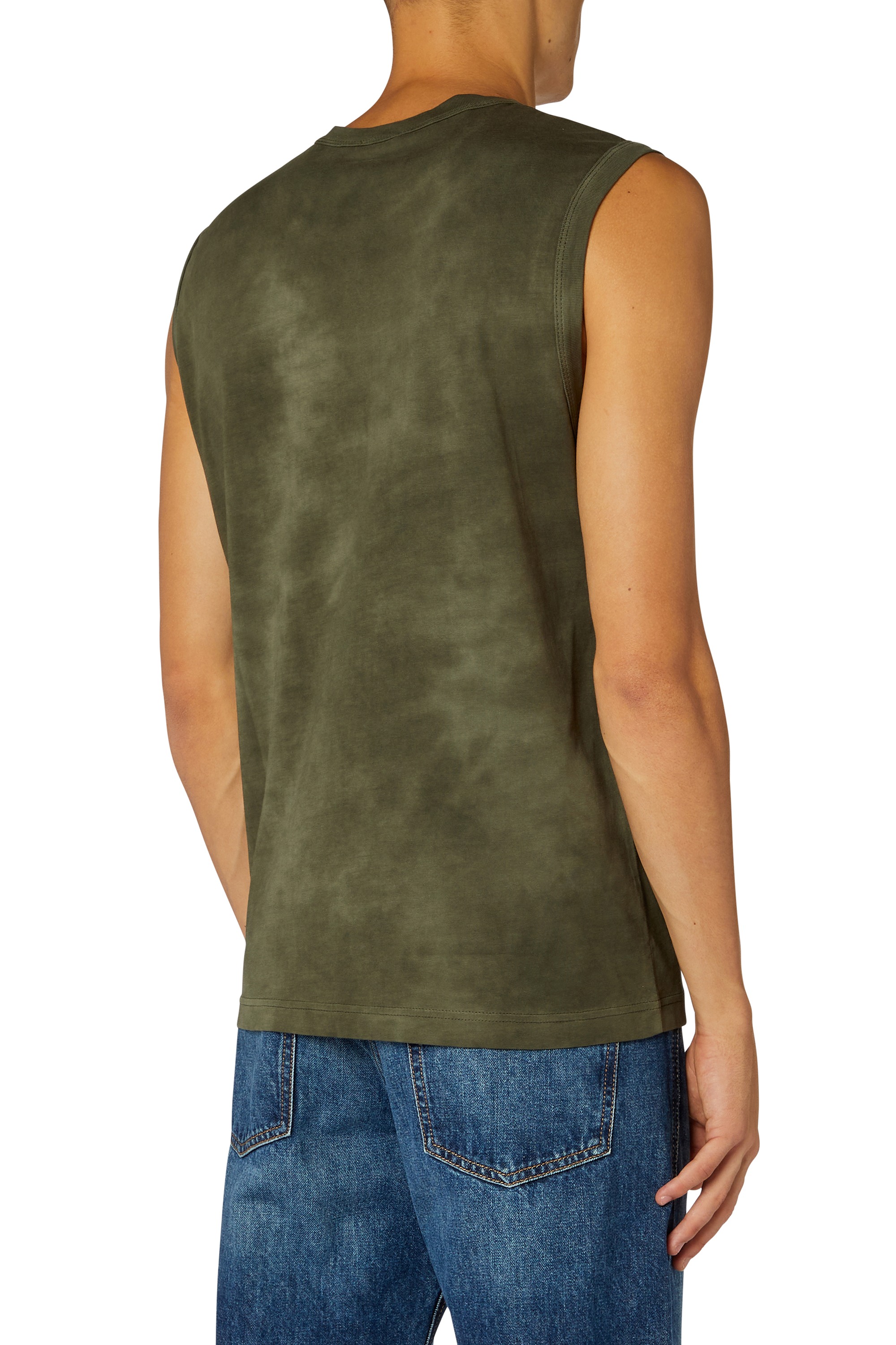 Olive Tonal Diesel logo detail on left chest, clean minimal t-shirt, relaxed fit