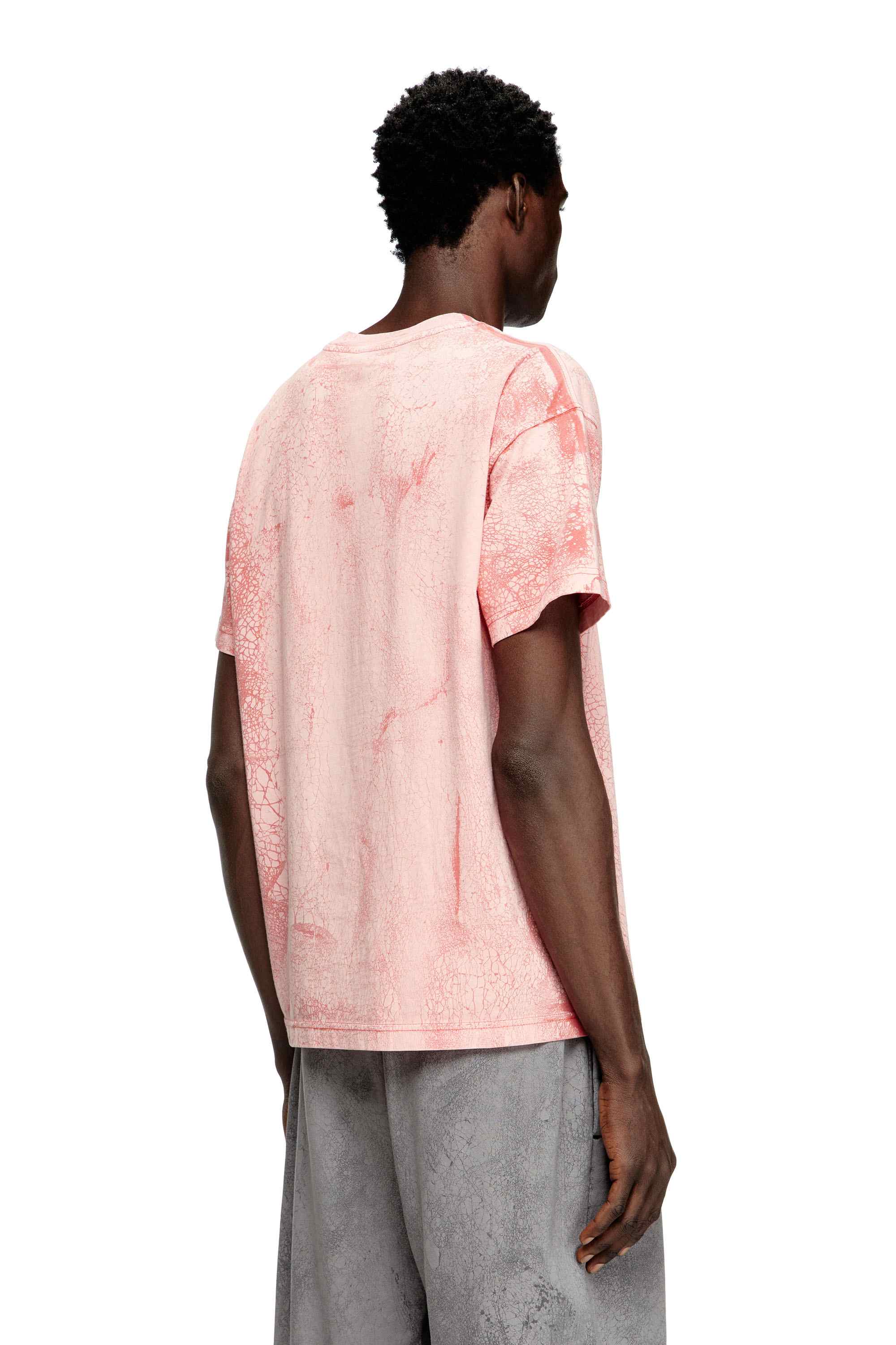 Pink T-shirt in waxed jersey