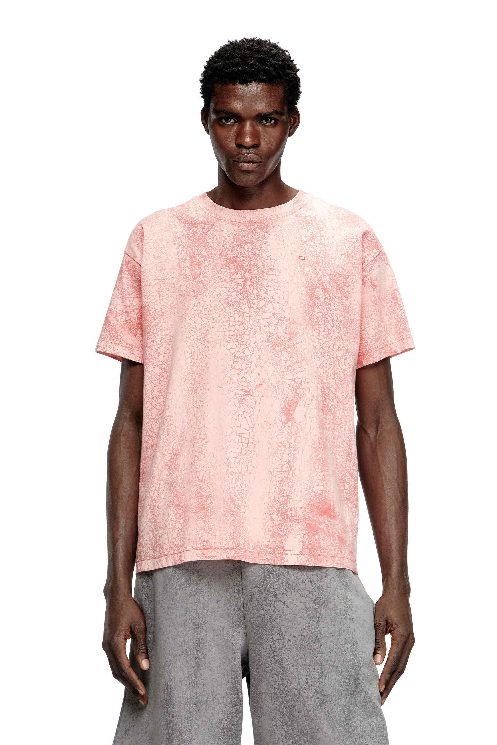 Pink T-shirt in waxed jersey