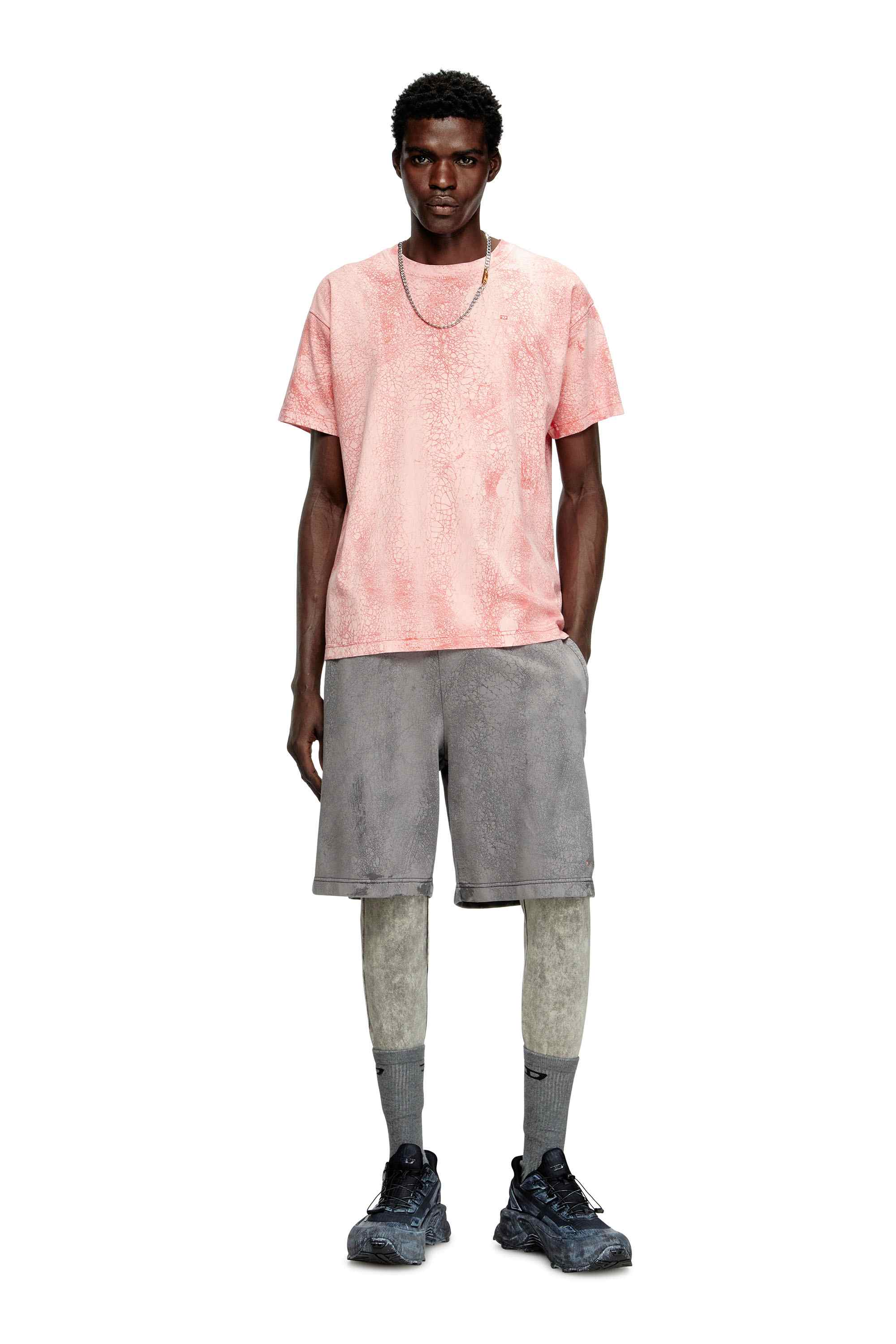 Pink T-shirt in waxed jersey