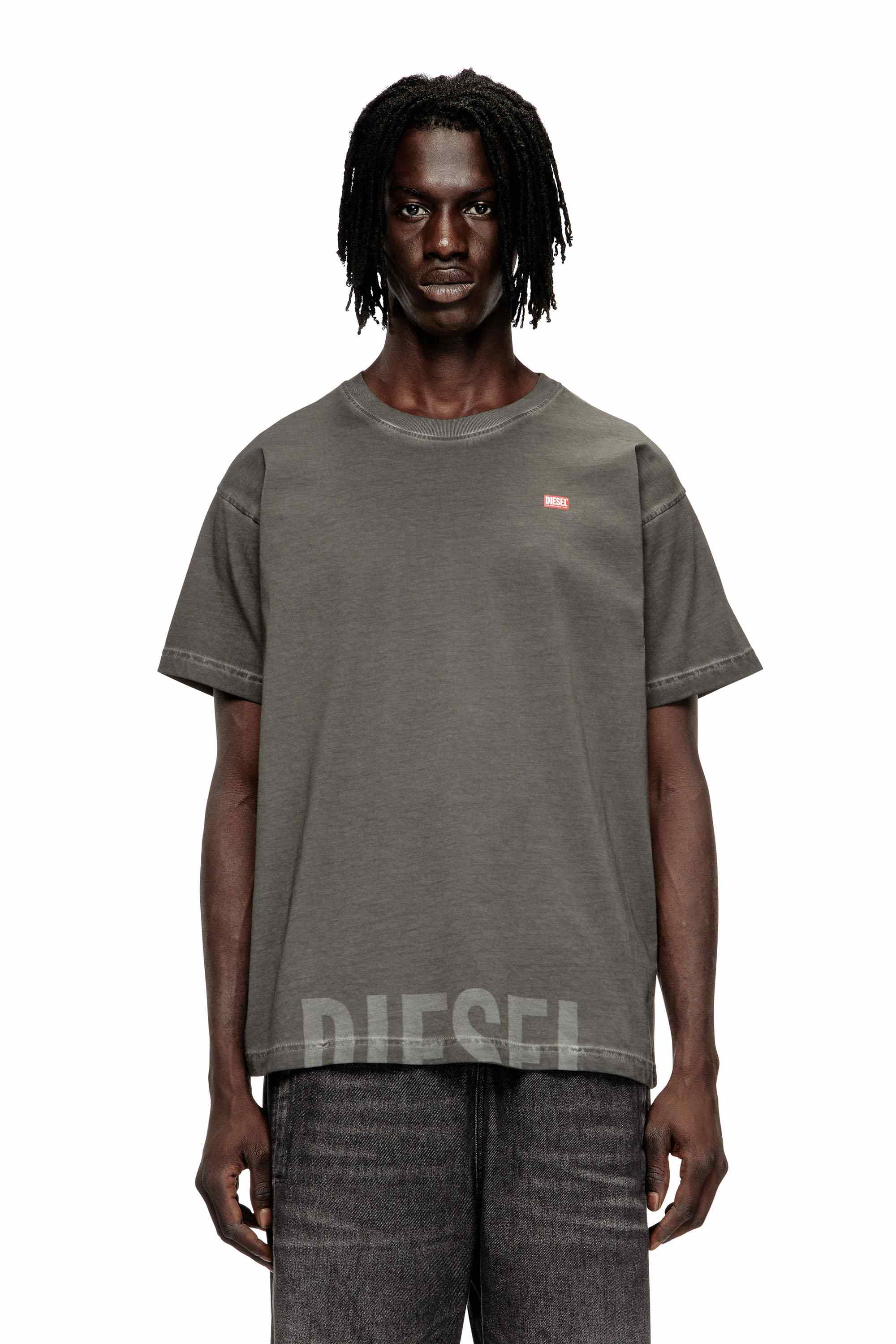 Black Crew neck cotton t-shirt with print