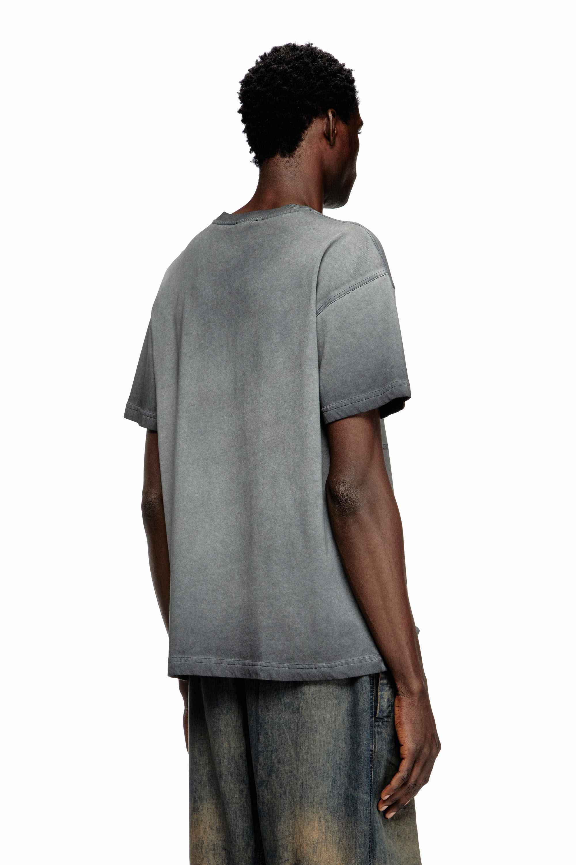 Grey T-shirt with phoenix devoré
