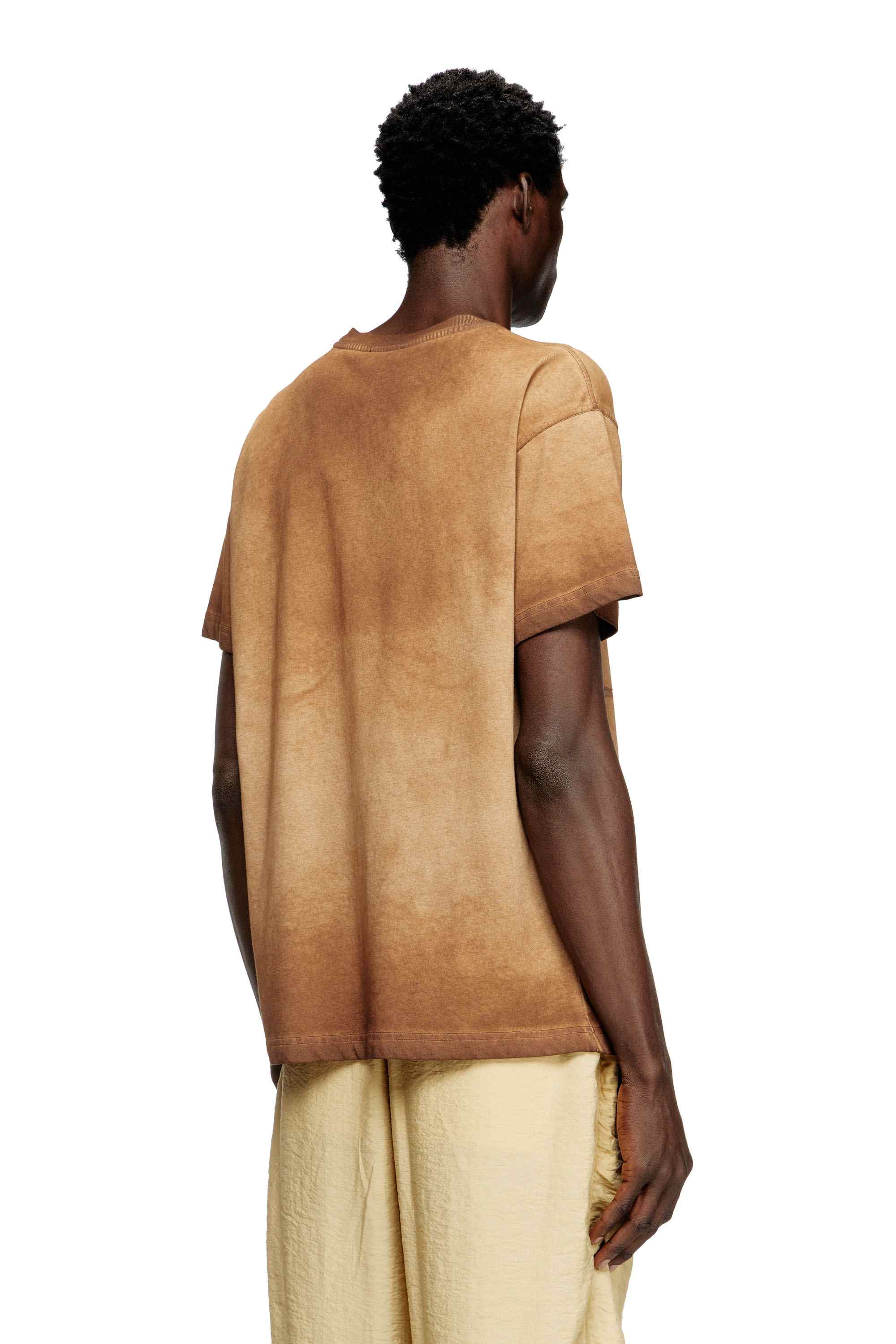 Brown T-shirt with phoenix devoré