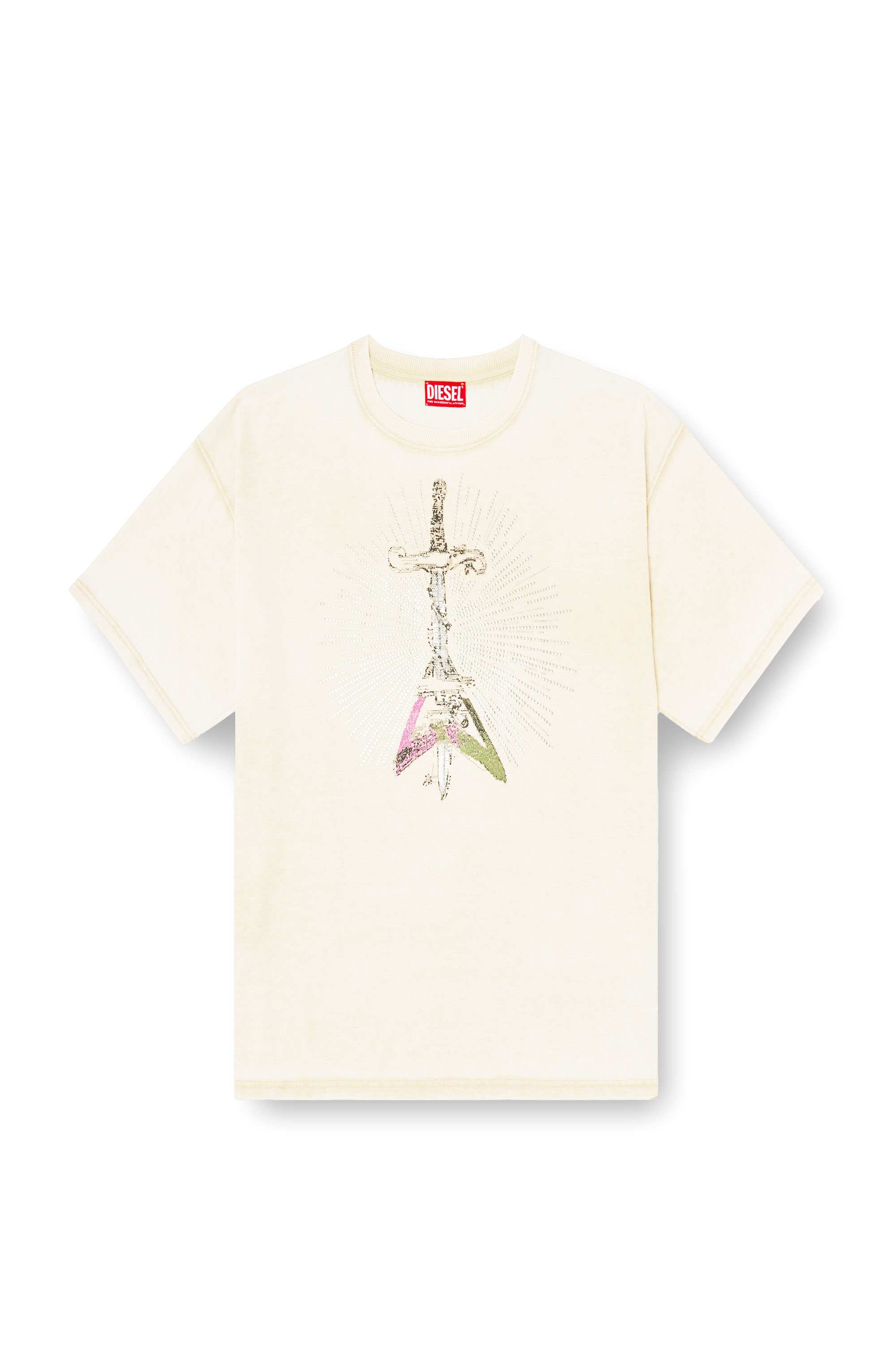 Beige T-shirt with sword print