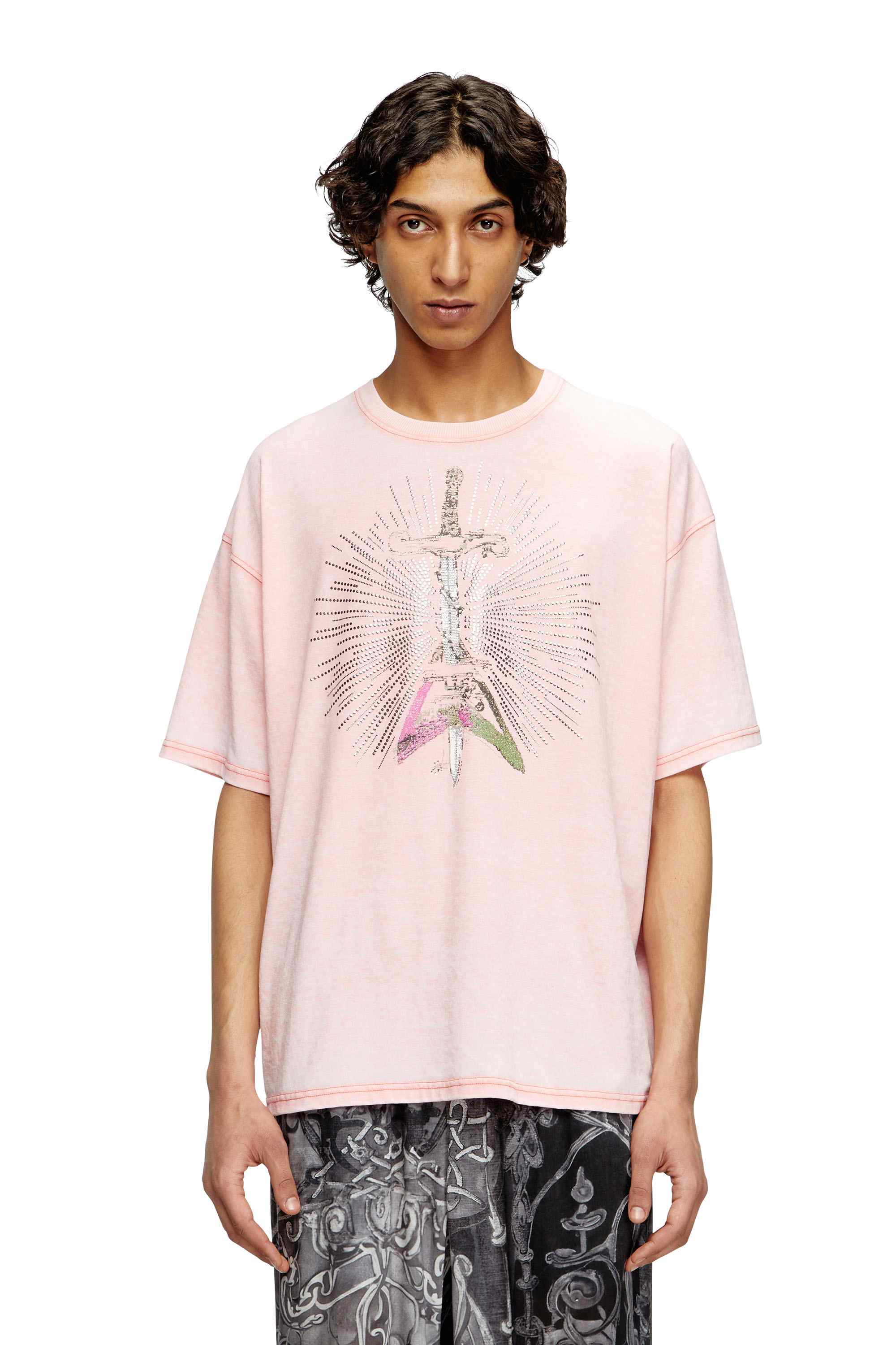 Pink T-shirt with sword print