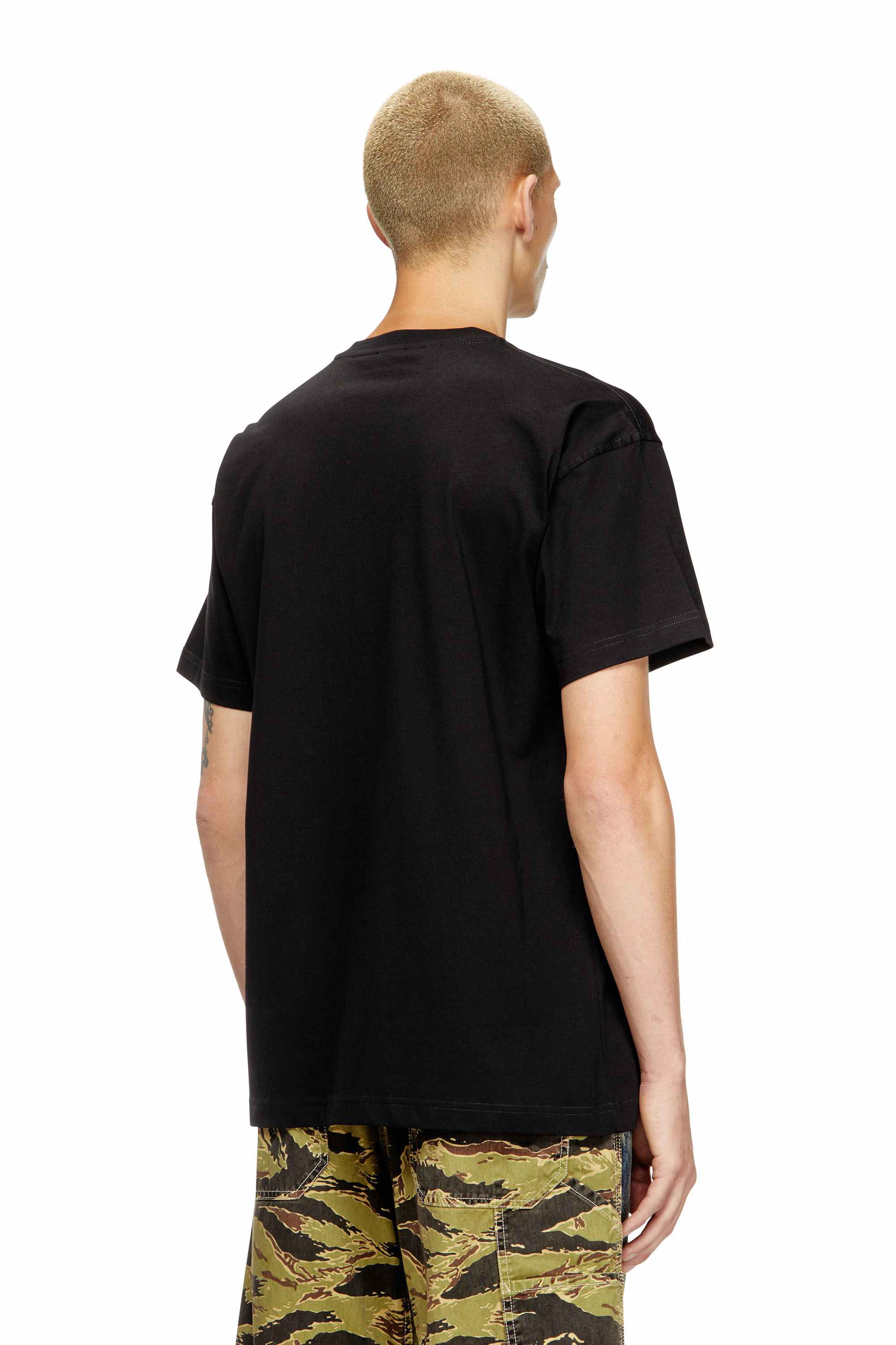 Black T-shirt with flocked Diesel Denim Division logo