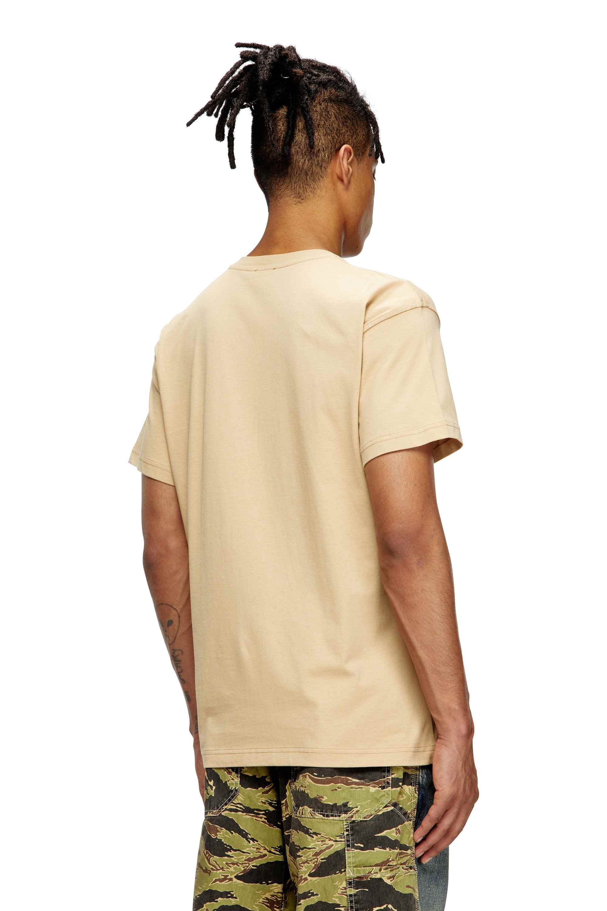 Brown T-shirt with flocked Diesel Denim Division logo