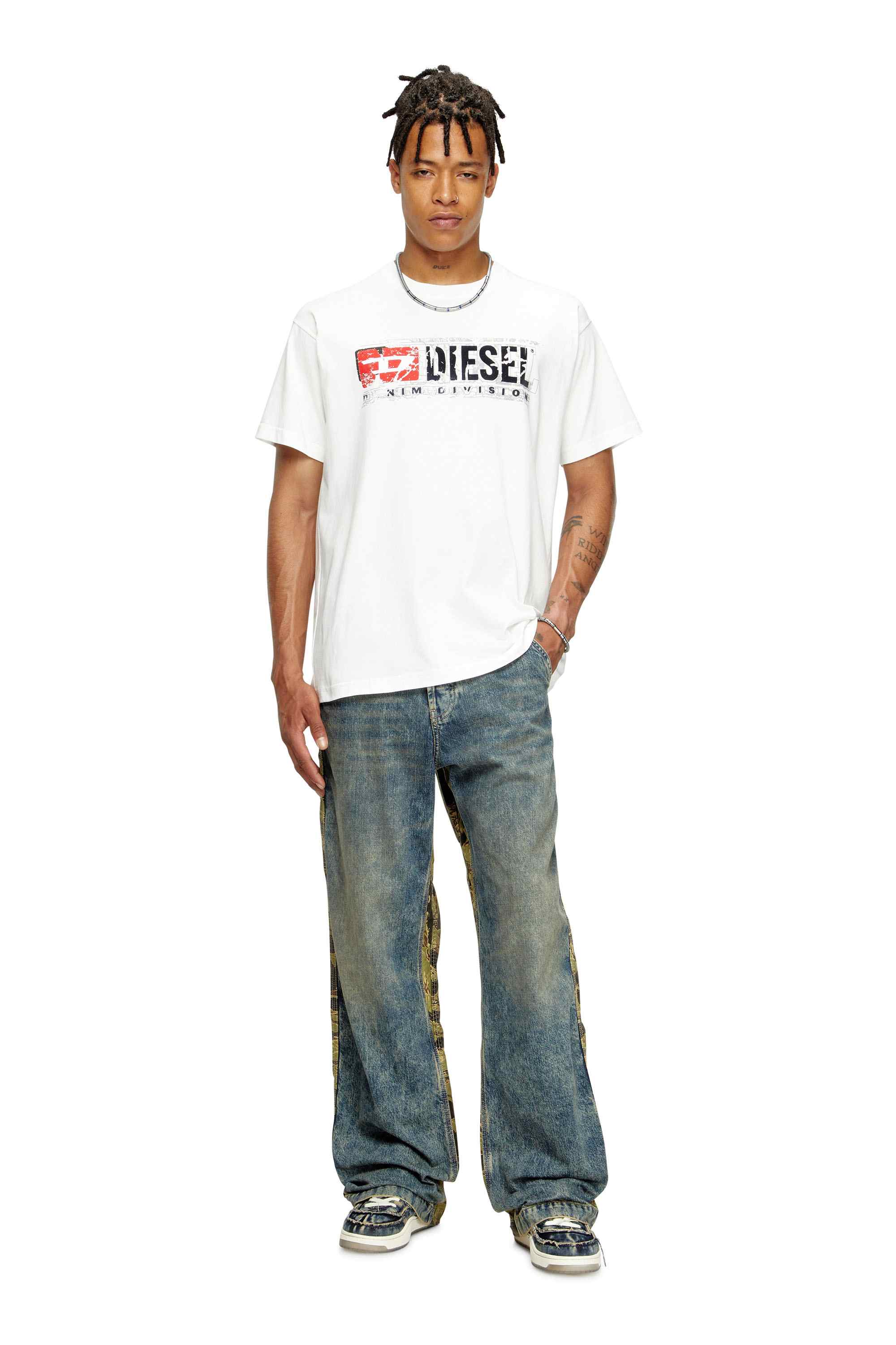 White T-shirt with flocked Diesel Denim Division logo