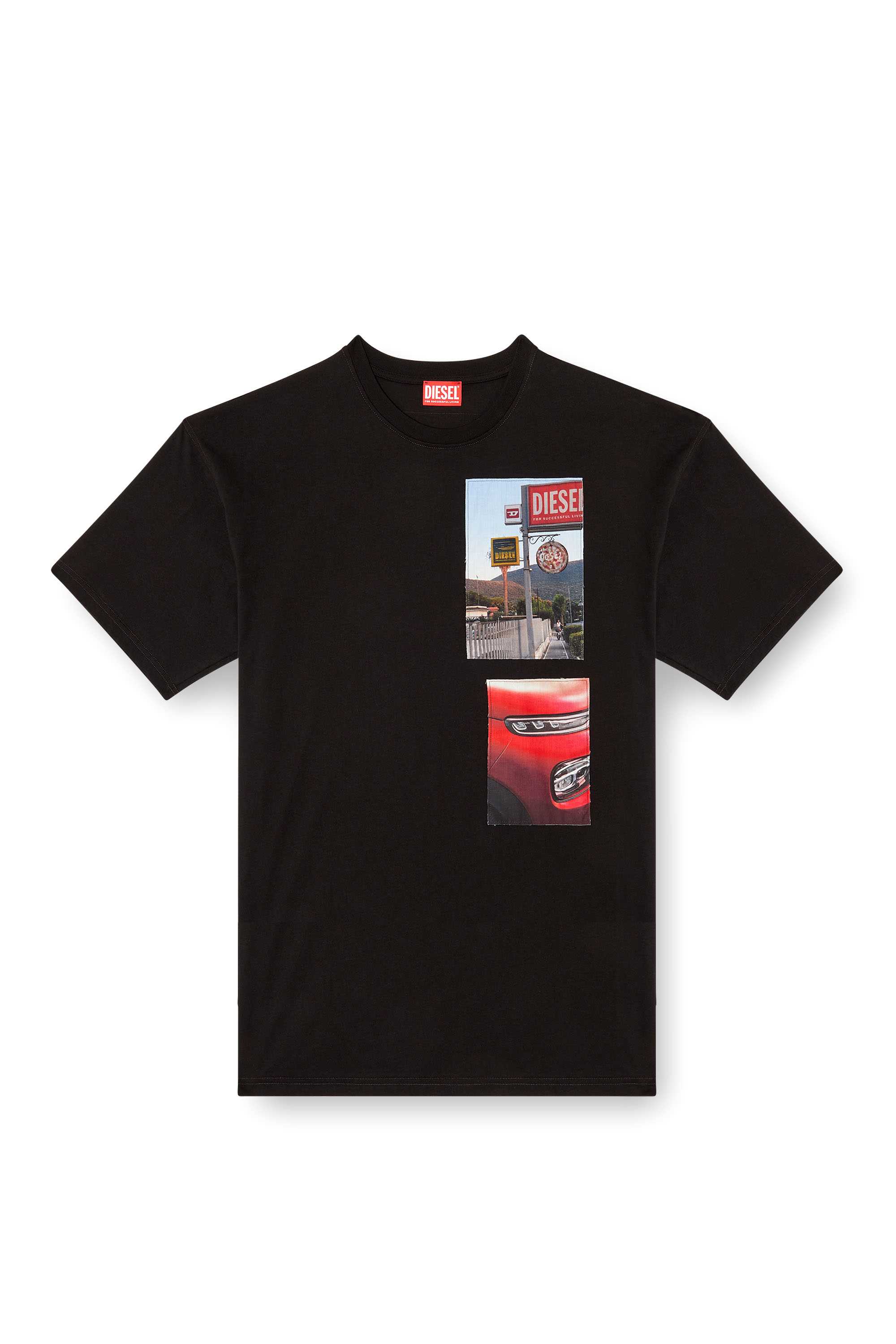 Black T-shirt with logo photo patches